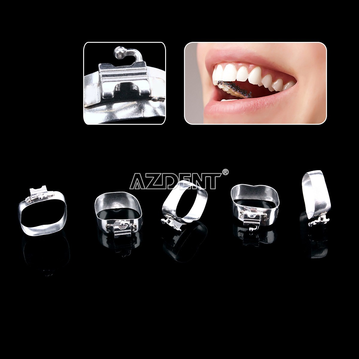 AZDENT Dental Ortho M Series Buccal Tube With Bands 1st Molar Roth.022 36#-40+#