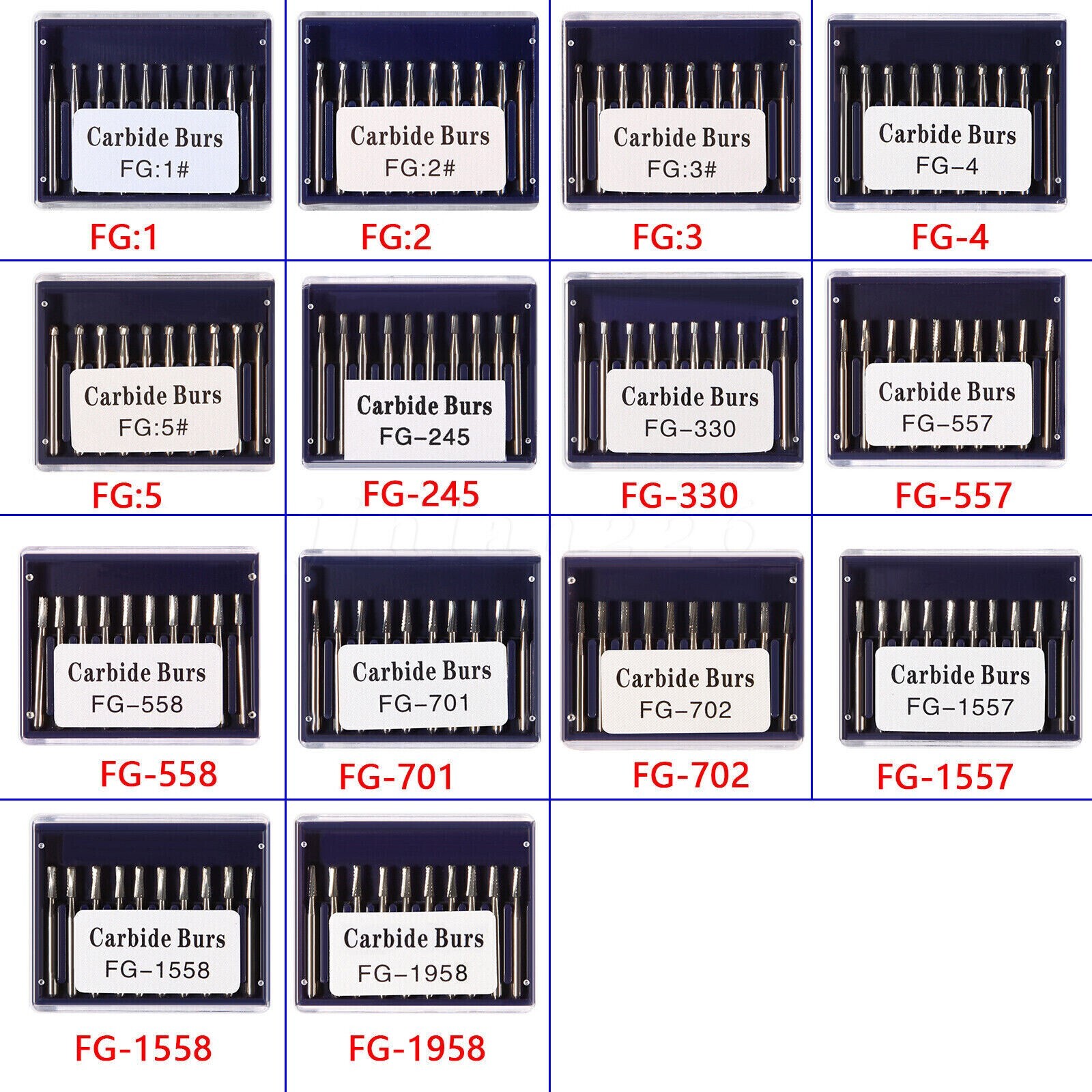 Dental FG Burs High Speed Handpiece Round Friction Grip Tungsten Carbide Steel
