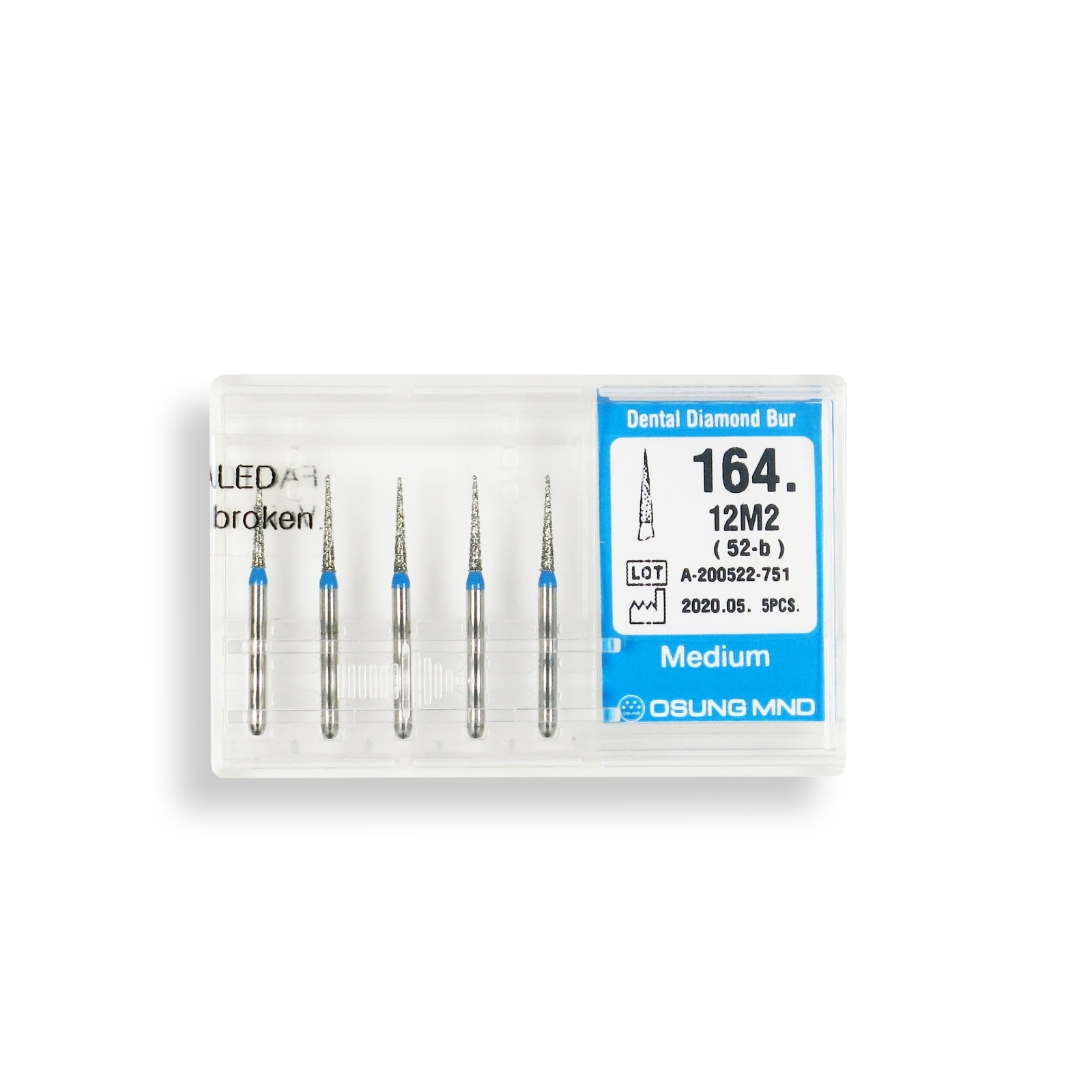 Conical Pointed, Slender 1.2 mm Dia. Medium Grit Diamond Dental Bur 25 Pcs