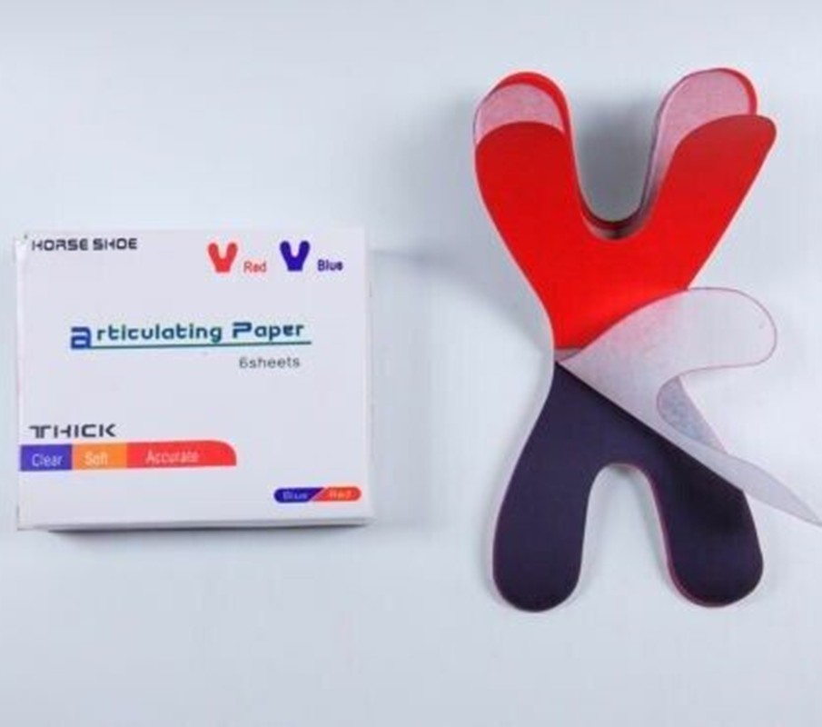 72 Sheets/Box Dental Articulating Paper Horseshoe Form Thick Type 100um Red Blue