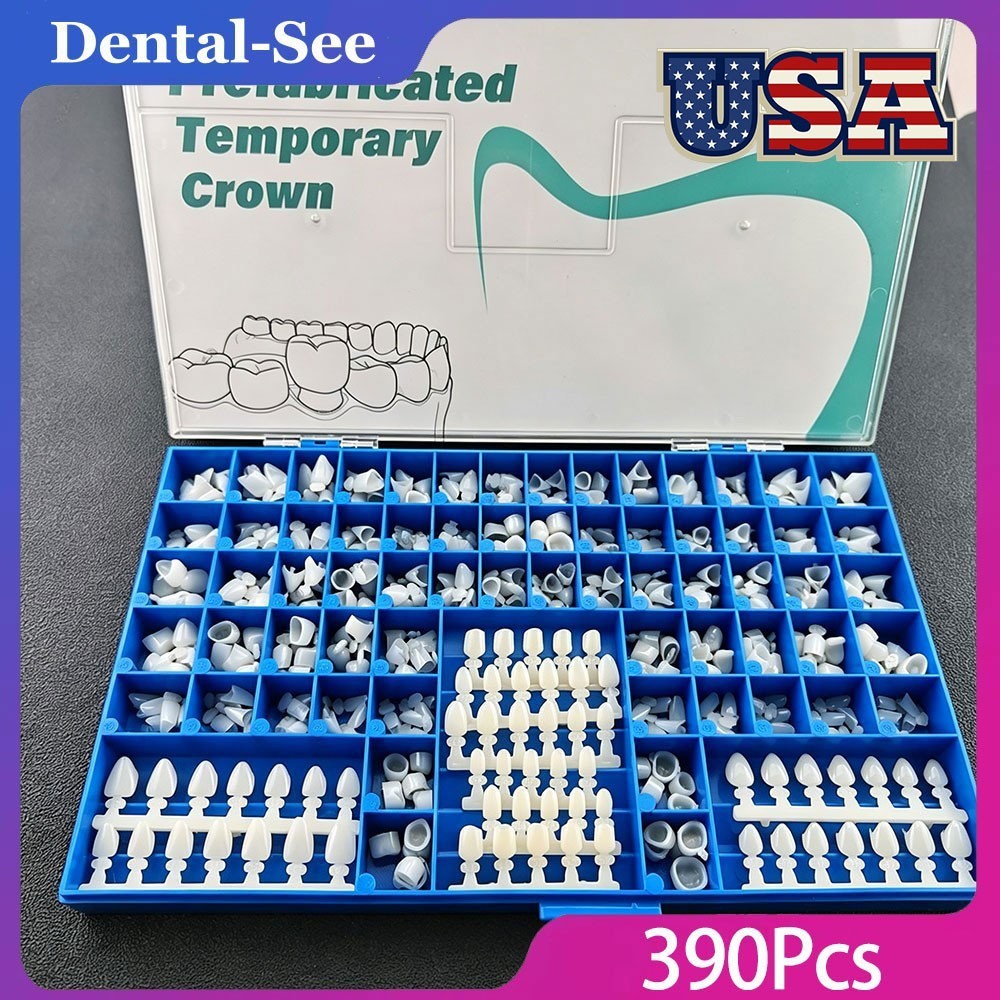 NEW POLYCARBONATE TEMPORARY DENTAL CROWNS BOX KIT 390Pcs W/ CROWN MOLD GUIDES