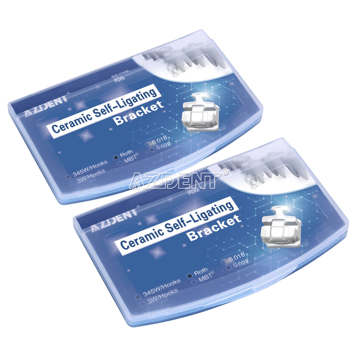 AZDENT Dental Self-Ligating Bracket Buccal Tube MBT Roth 0.022 Hooks 345/Tool