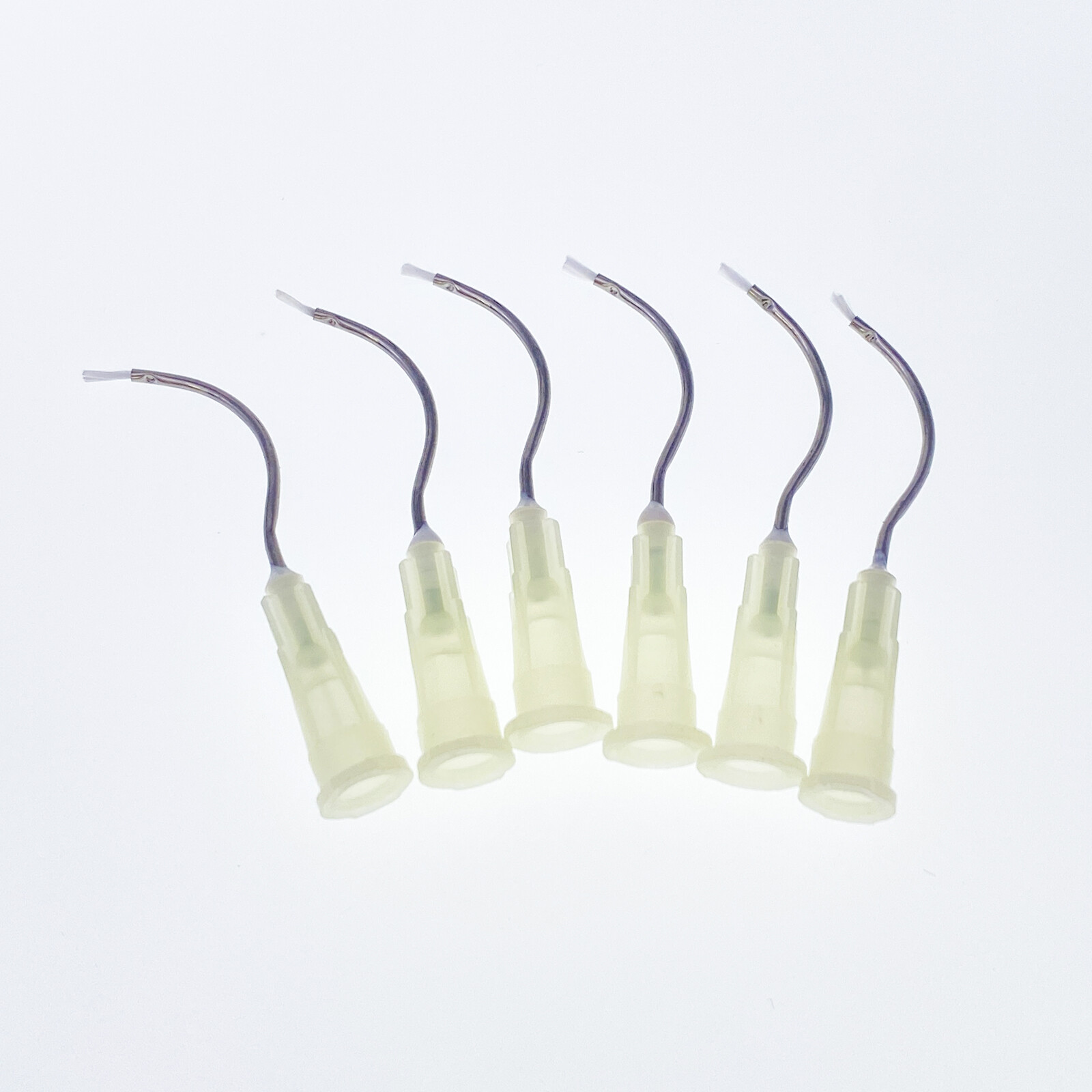 100 Pcs Dental Delivery Pre bent Tips with Brush Padded End 19G Yellow USA
