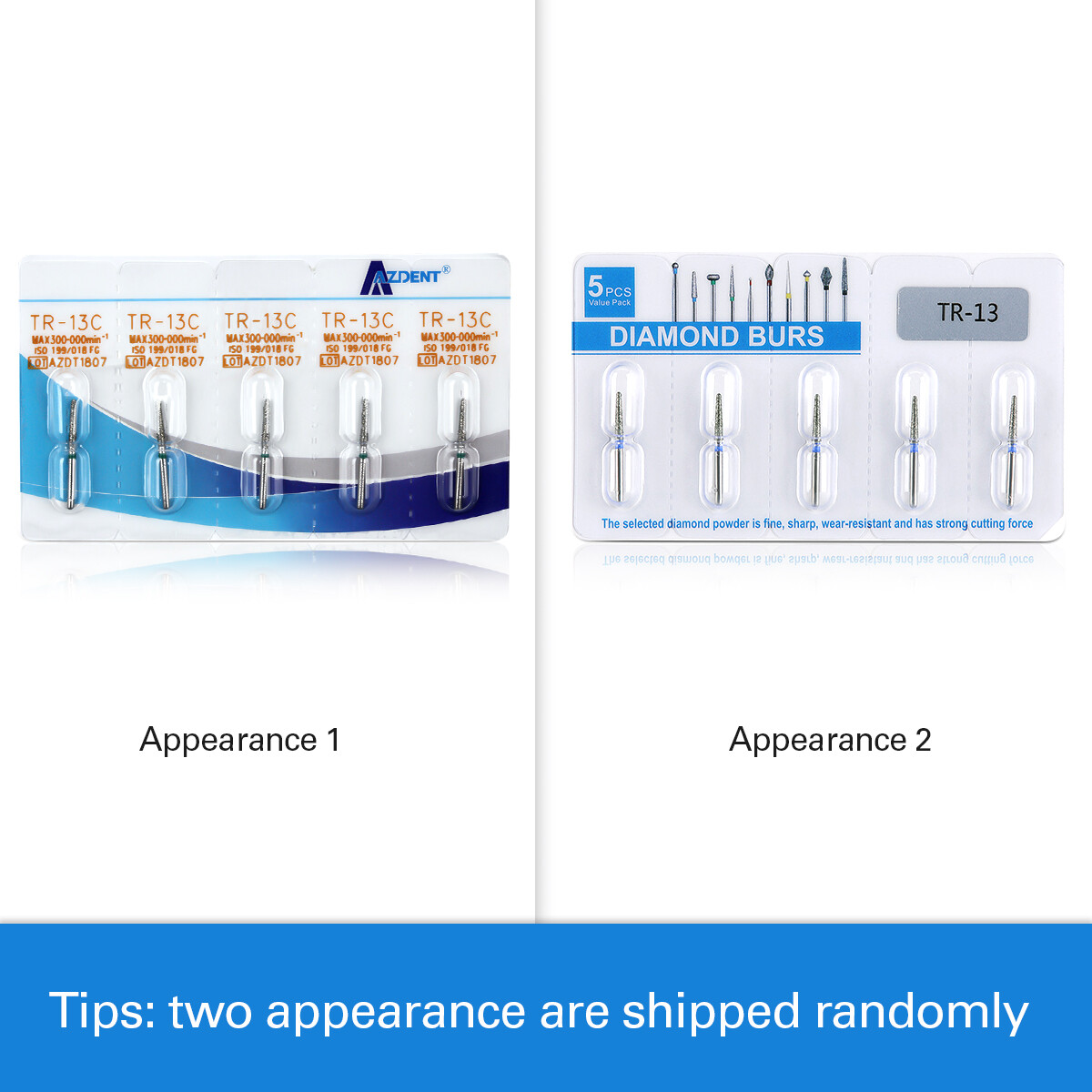 AZDENT Dental Diamond Burs Polishing FG 1.6mm for High Speed Handpiece 5Pcs/Box
