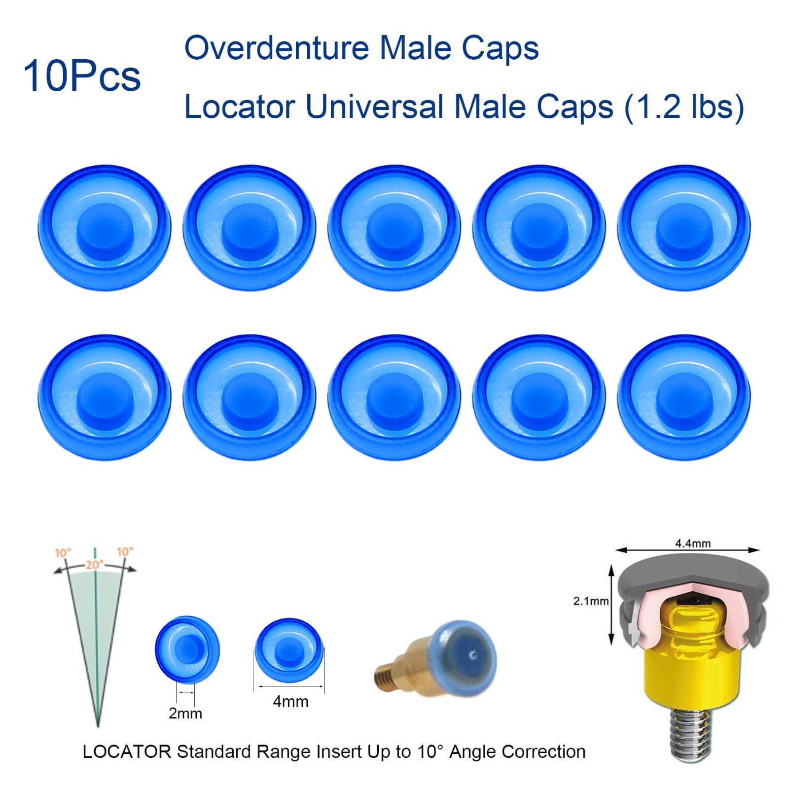 10Pcs US Dental attachment Zest Locator system standard Male Cap Inserts fit for