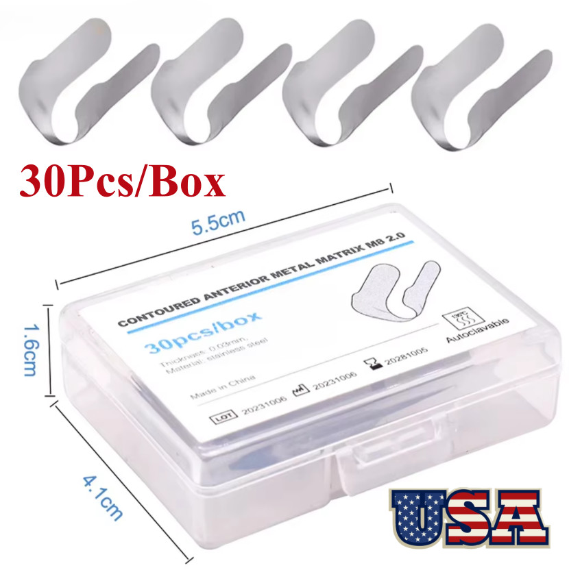 30pcs Dental Proximal Anterior Strips Twin Matrices Matrix Strip Sectional Bands