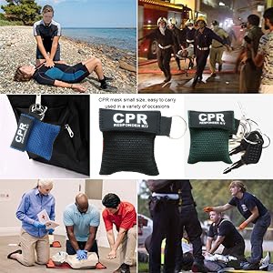 CPR Mask and PVC Disposable Gloves 20PCS for Pocket or Key chain, CPR Emergency