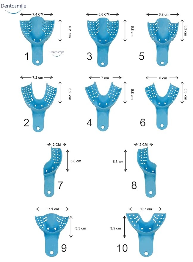 Dentosmile Autoclavable Dental Impression Trays Pack of 10 Pcs (Made in India)