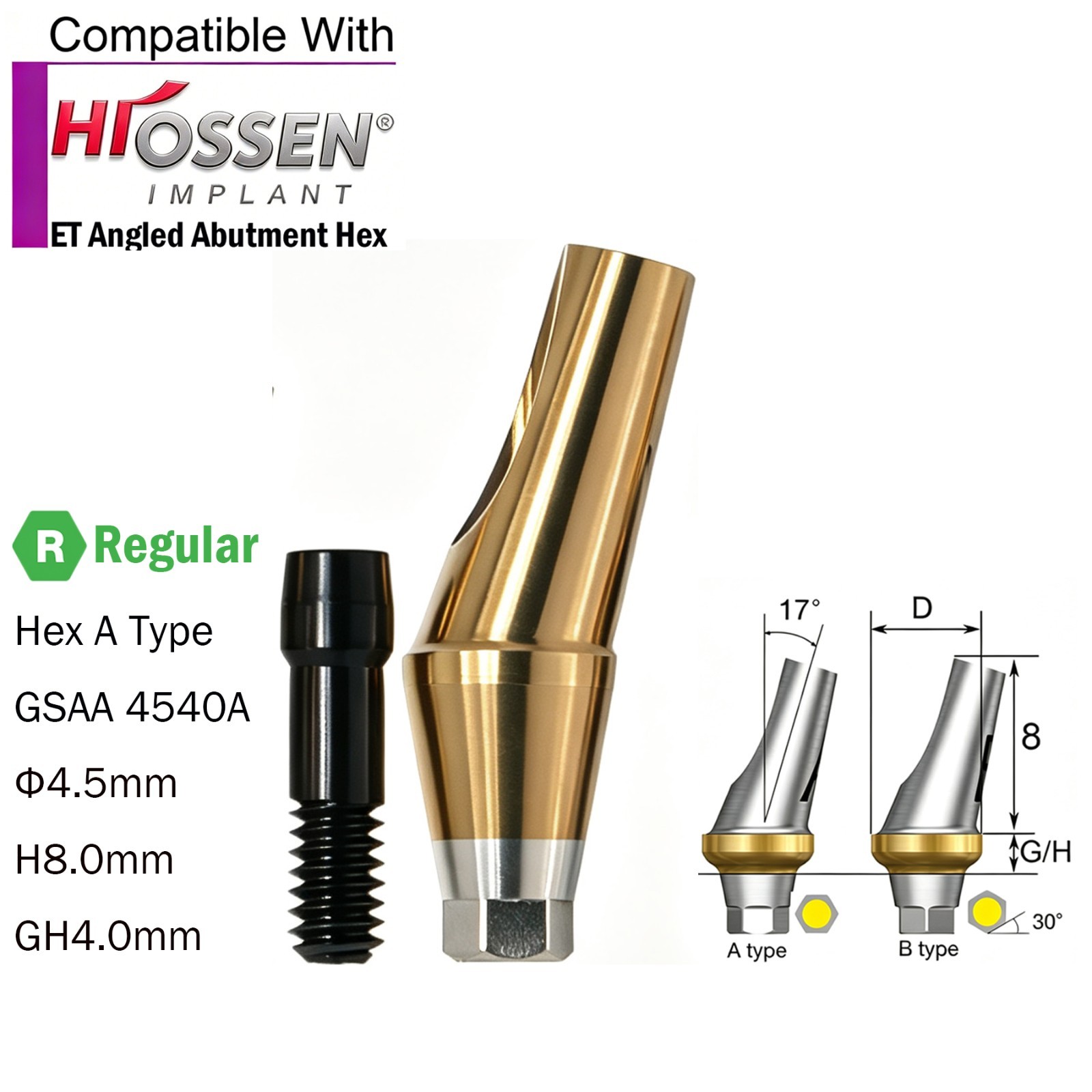 US Dental Angled Abutment 17° Titanium fit Osstem TS/Hiossen ET