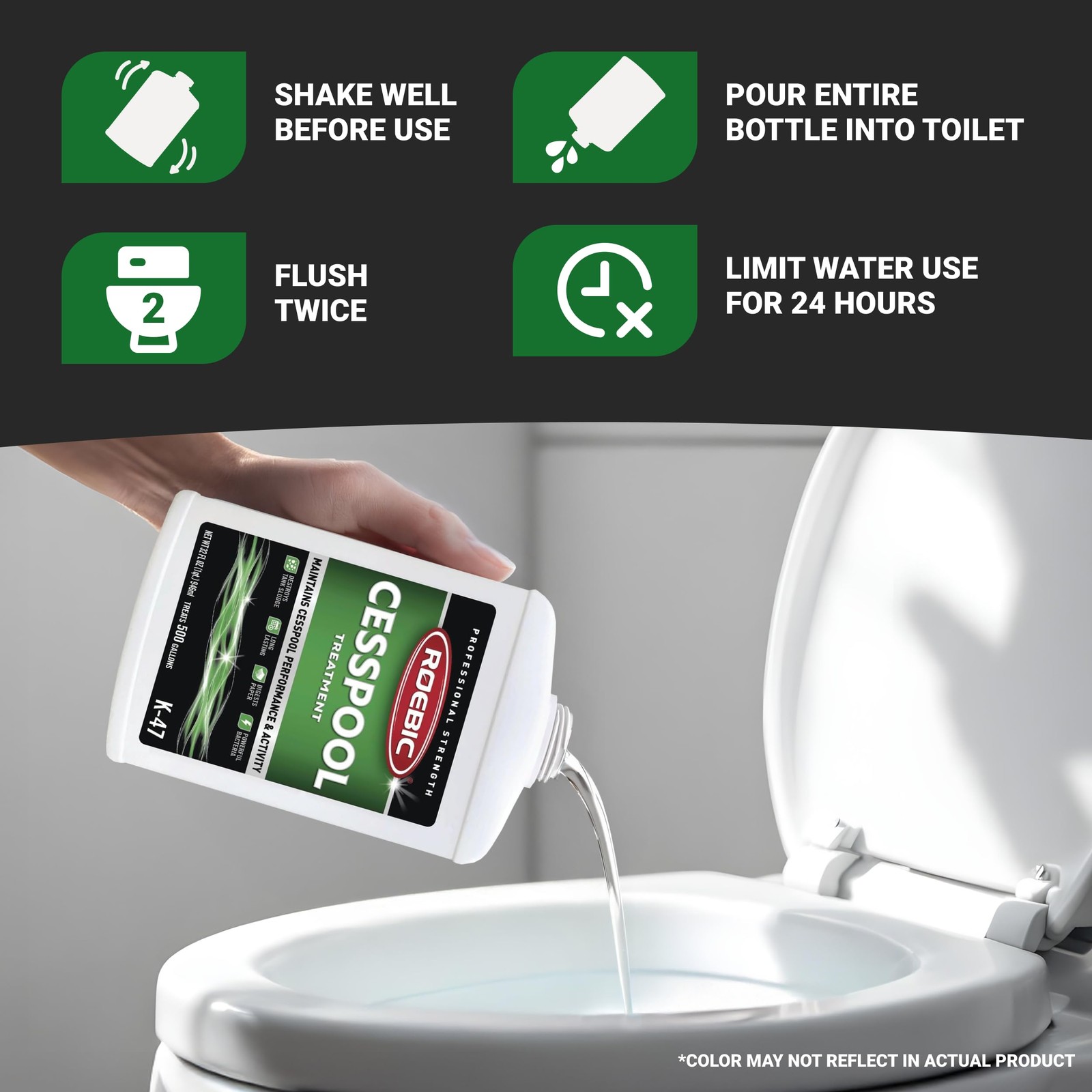 Roebic K-47-Q Cesspool Treatment: Prevents 1 Count (Pack of 1), White/Green