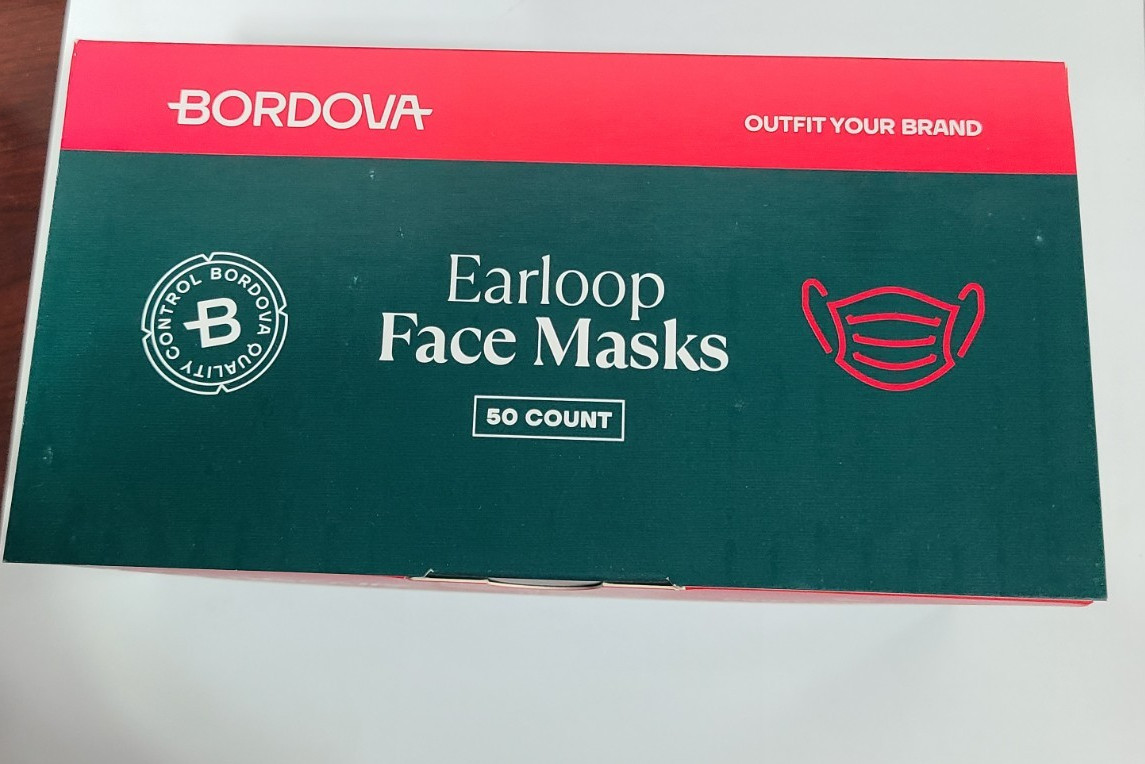 1000 pcs Bordova Earloop Face Masks, ASTM F2100-19 Level 3 – 98% BFE, PFE