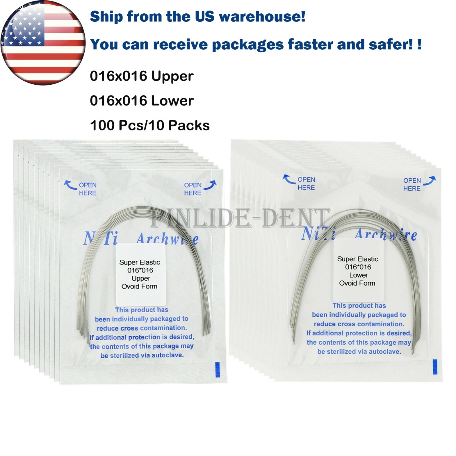 US Dental Orthodontic Super Elastic Niti Rectangular Arch Wires Ovoid All Size