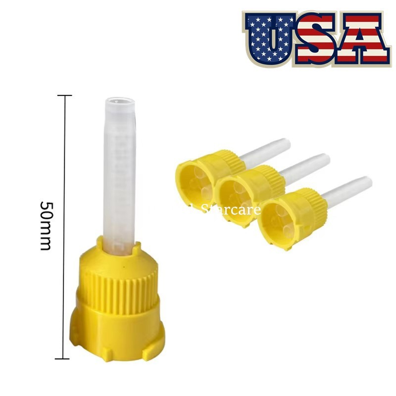 50 Pcs Dental Mixing Tips For Impression Material Tips Long/Short 1:1 Ratio USA