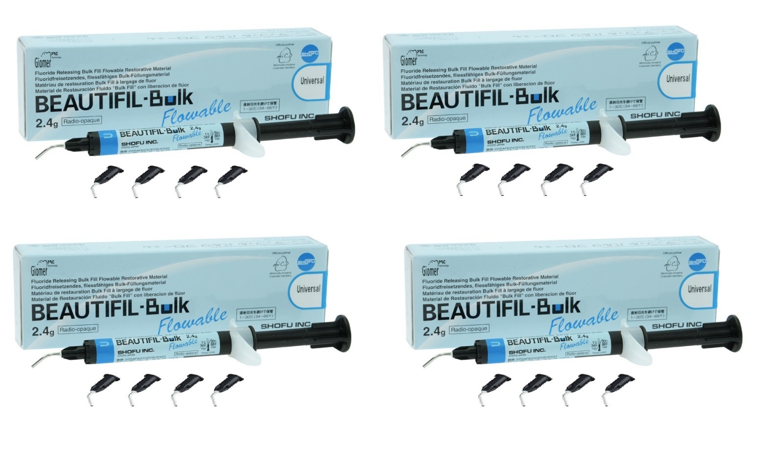 4 X Shofu Beautifil Bulk Flowable Composite 2.4gm Universal Long Exp Dental