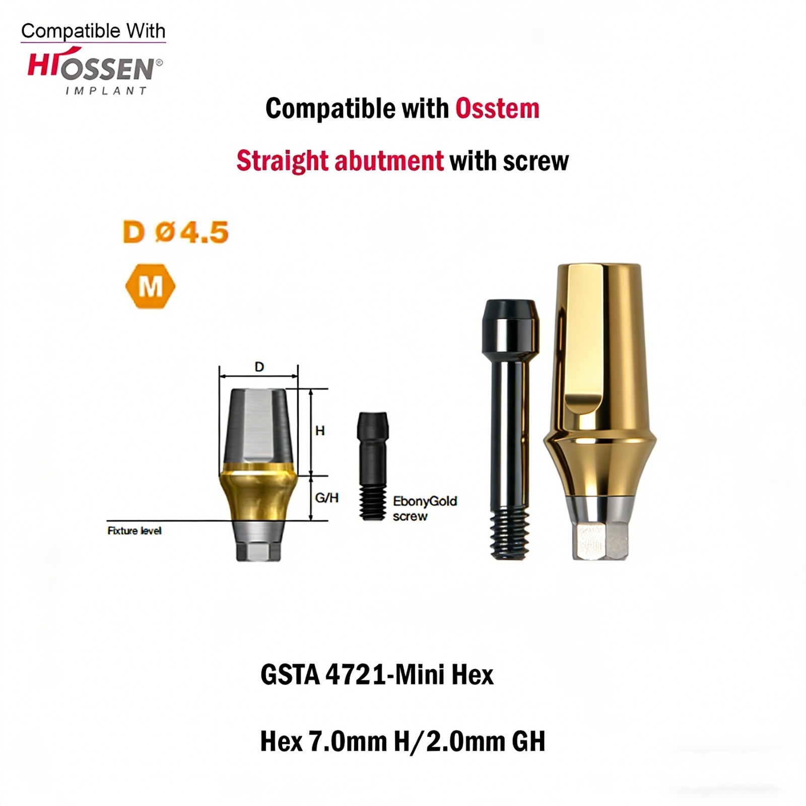 US 5pcs Dental Osstem Hiossen TS Ti Straight Transfer Abutment Hex MINI/Regular