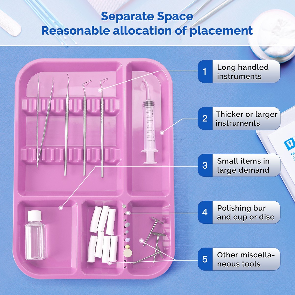 Dental Medical Autoclavable Plastic Trays Instrument Divided Separate Setup Tray