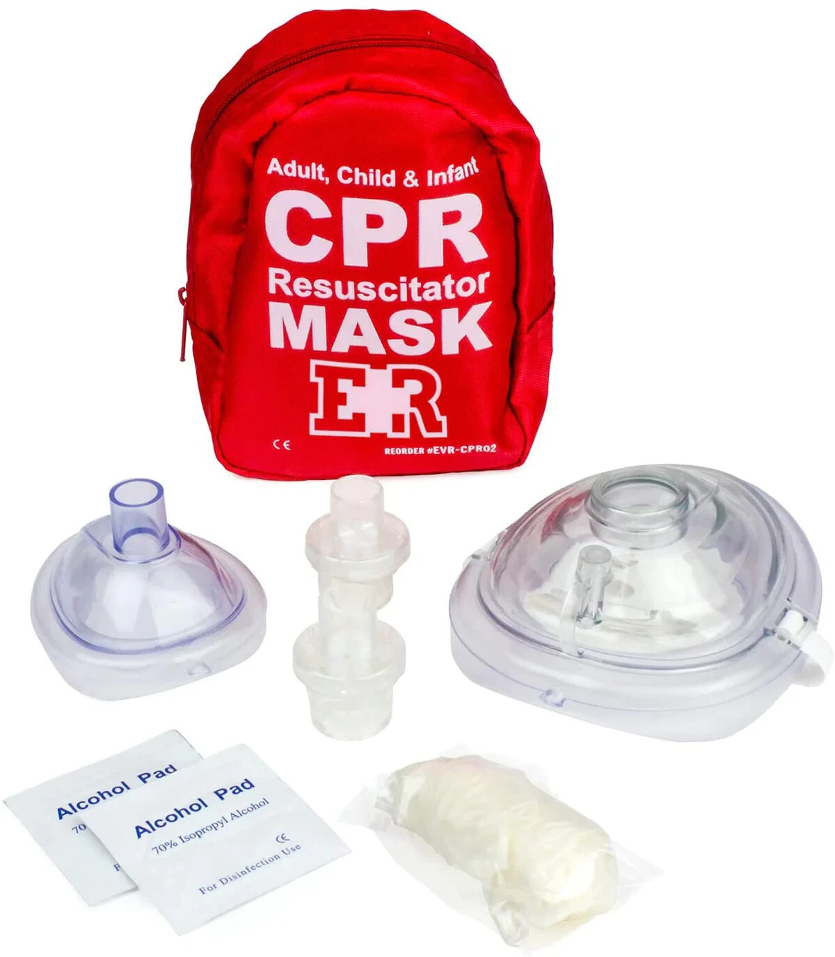 Ever Ready First Aid Adult and Infant CPR Mask Combo Kit – Red