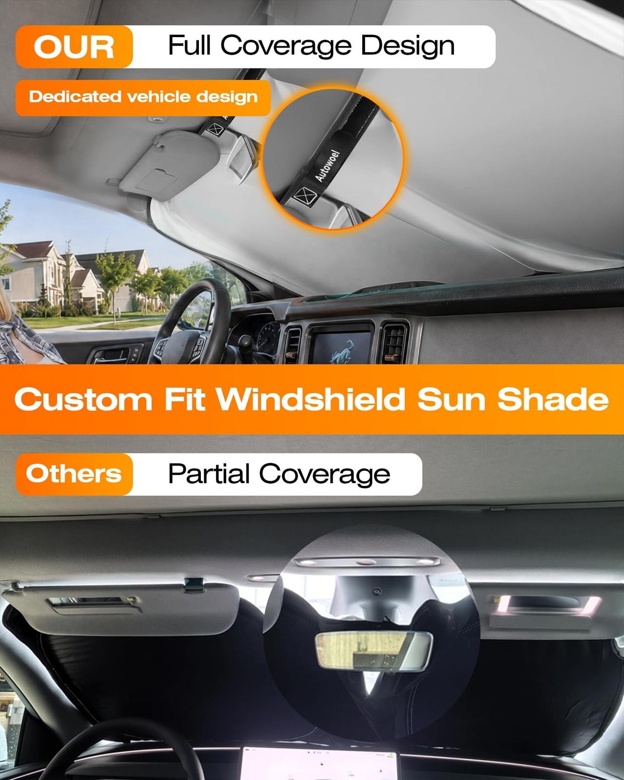 Graphene & Activated Carbon Windshield Sun Shade Foadable for Ford Bronco 202…