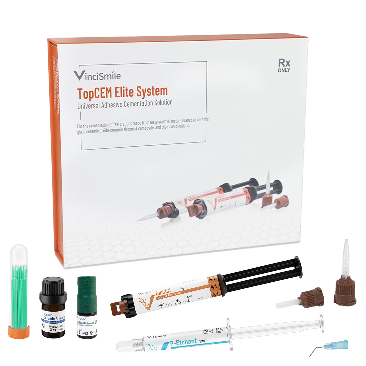 TopCEM Elite System Cement KIT TR Shade: Etchant, Primer, Adhesive, Resin Cement