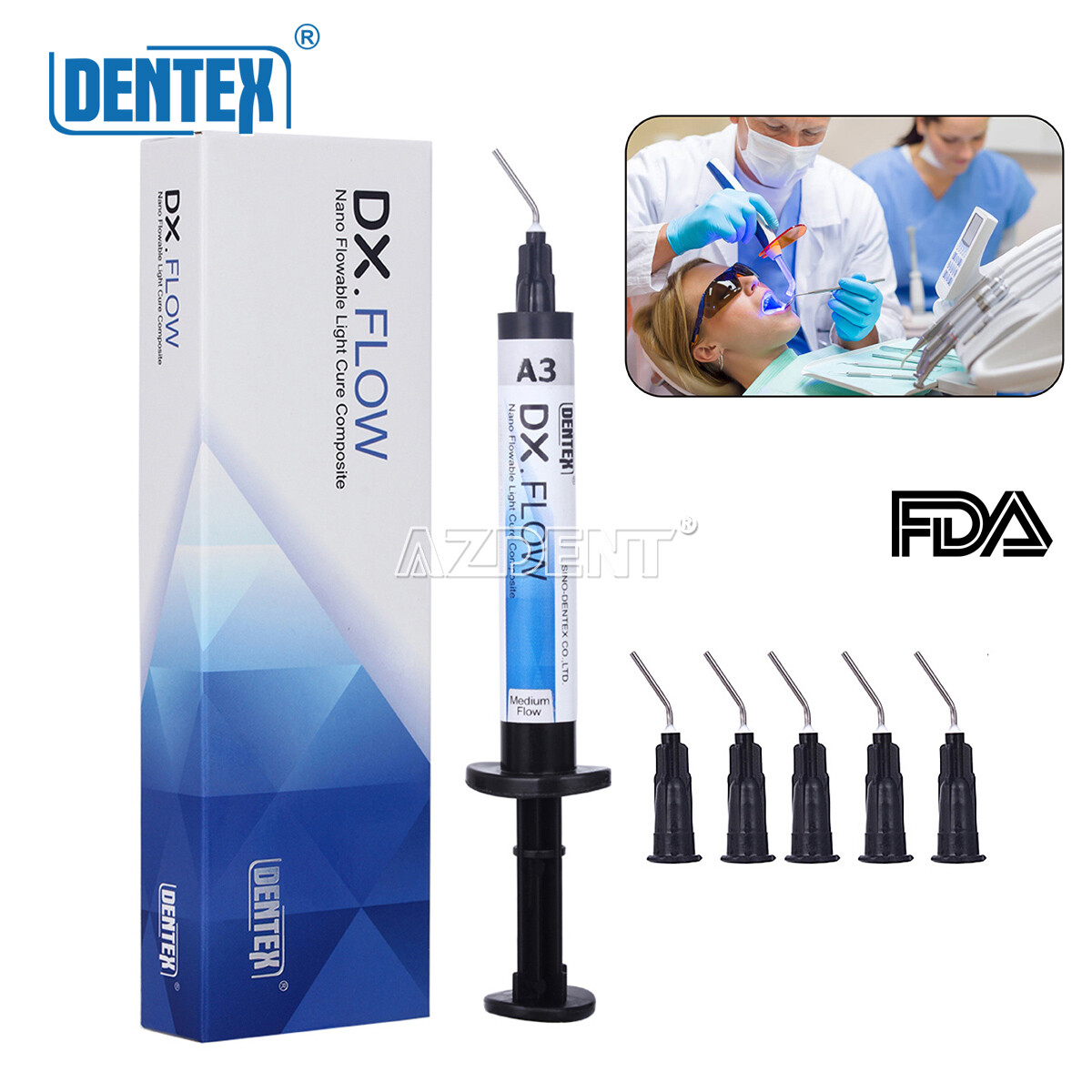 5X Resina compuesta fotopolimerizable dental fluida Medium Flow A3 3g/Jeringa