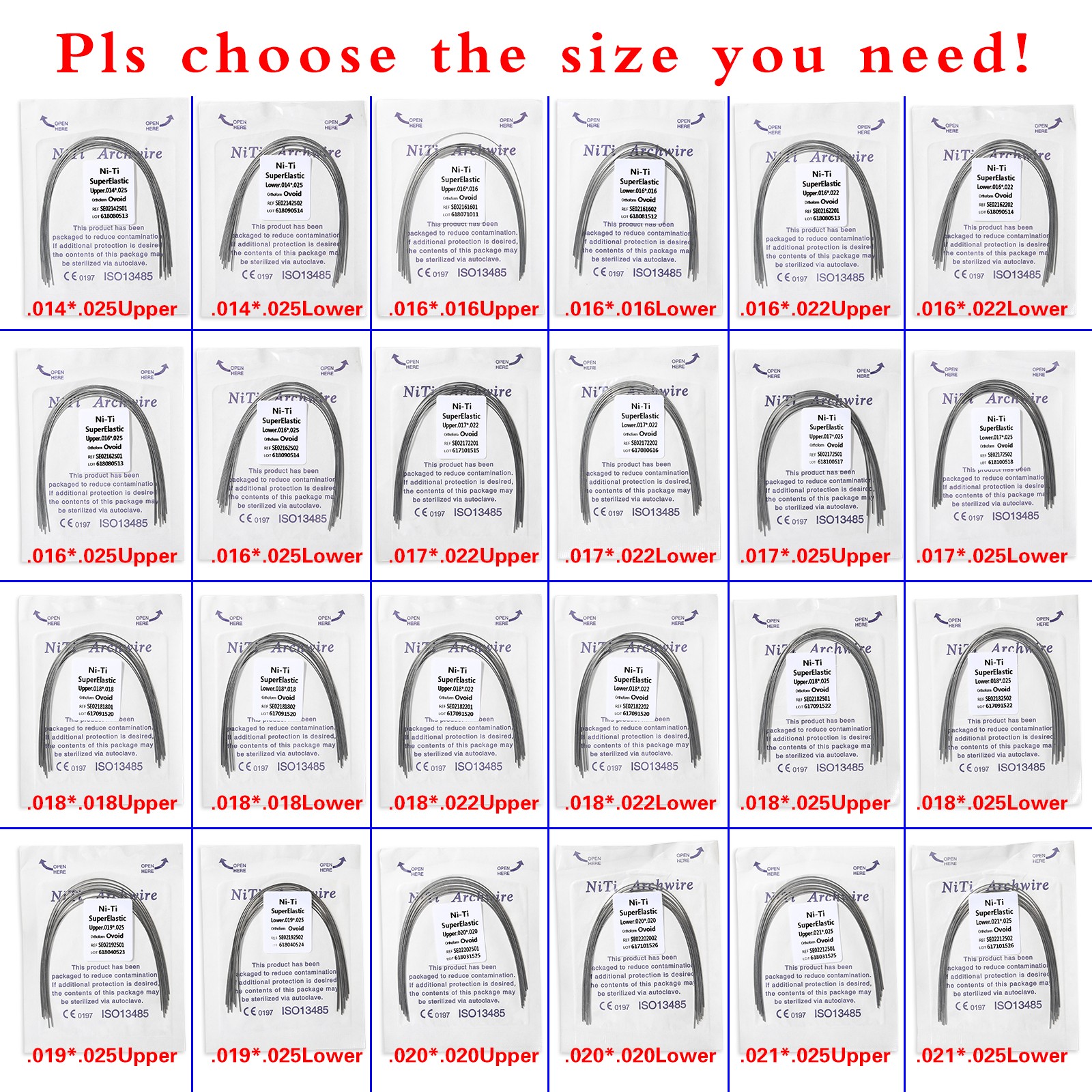 Dental Orthodontic Super Elastic NITI Rectangular Arch Wires Ovoid Form US