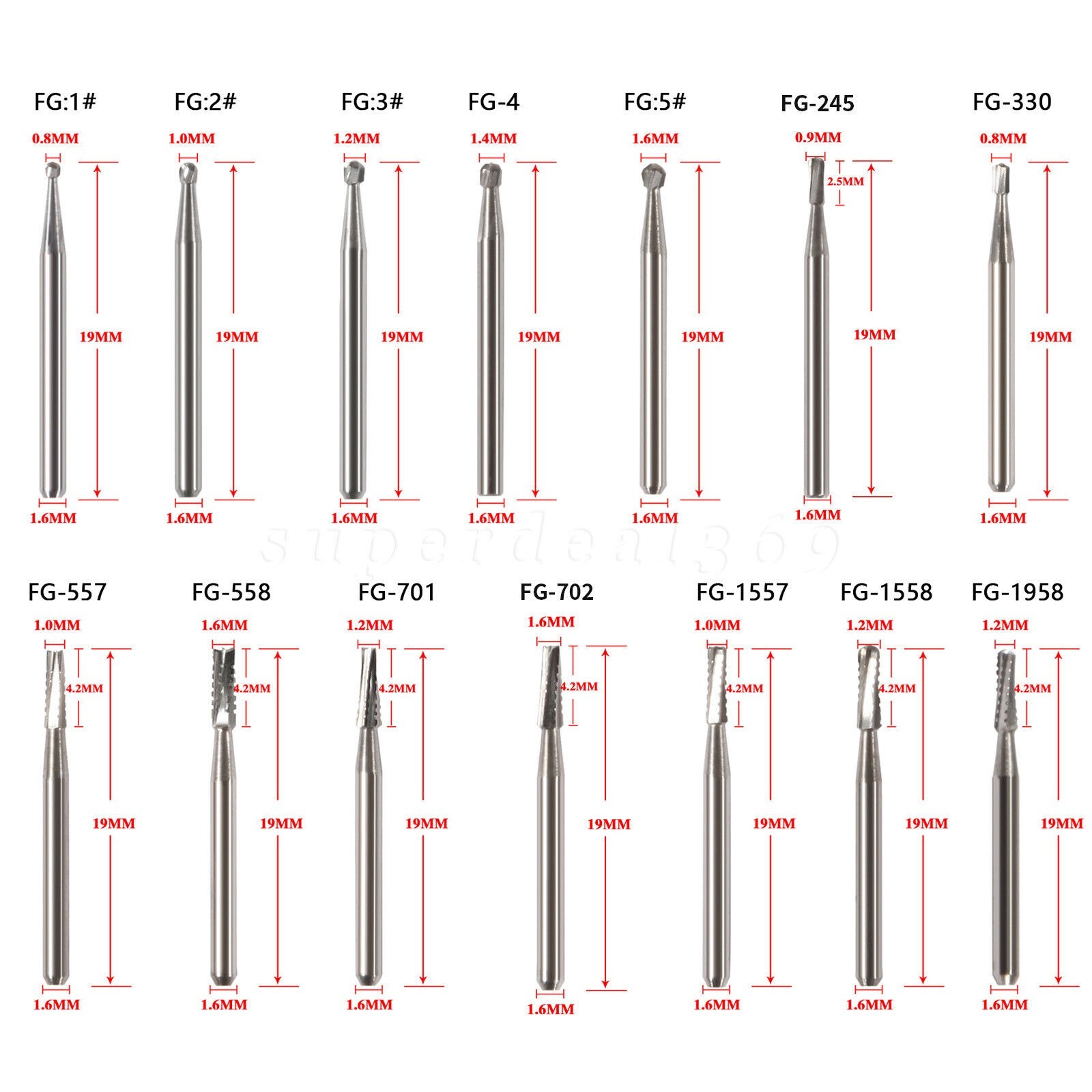 Dental Surgical Tungsten Carbide Steel Burs Drills for High Speed Handpiece FGOS