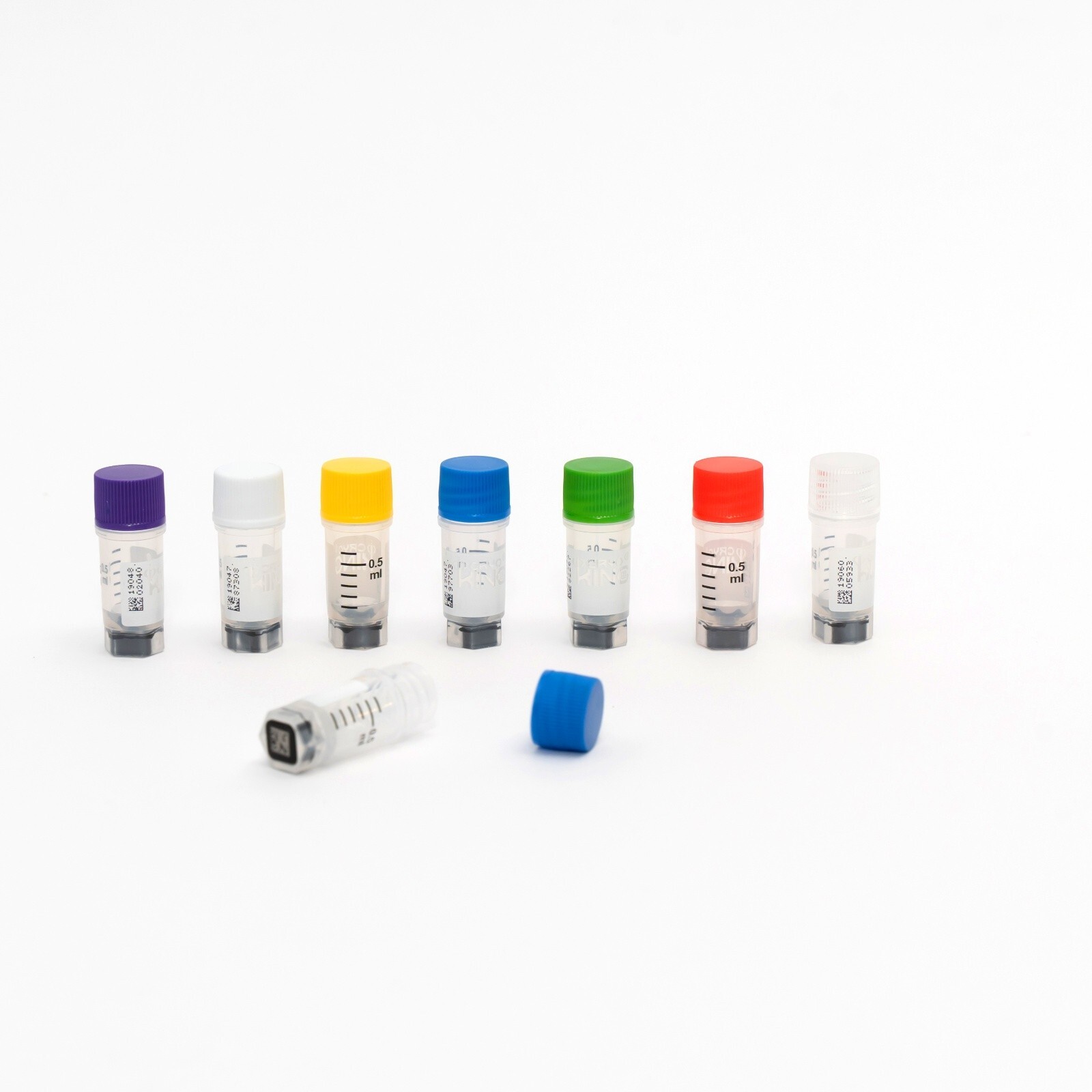 Cryogenic Vials-Multi Barcodes, External Thread, 0.5ml, 25 Sets/Bag, 1000 Pcs/C