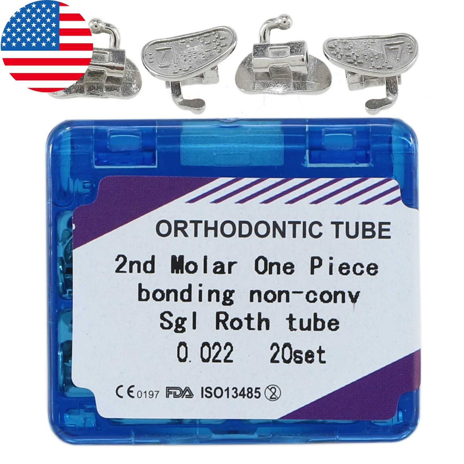 USA Dental Orthodontic Buccal Tubes MBT Roth 022 1st 2nd Molar Bondable Single