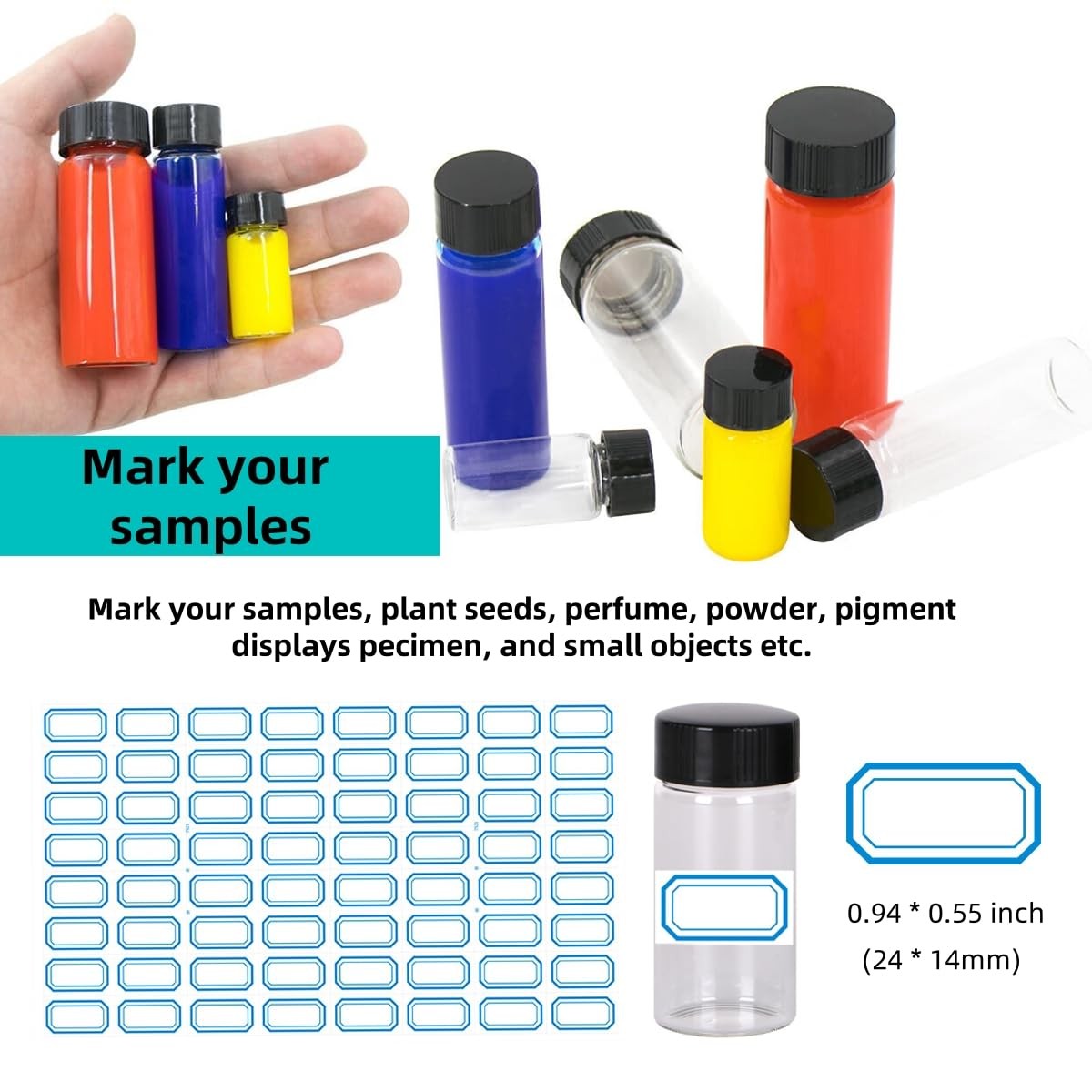0.3Oz/10ml Clear Glass Vials with Screw Cap, Glass Sample Vial with PE Stopper