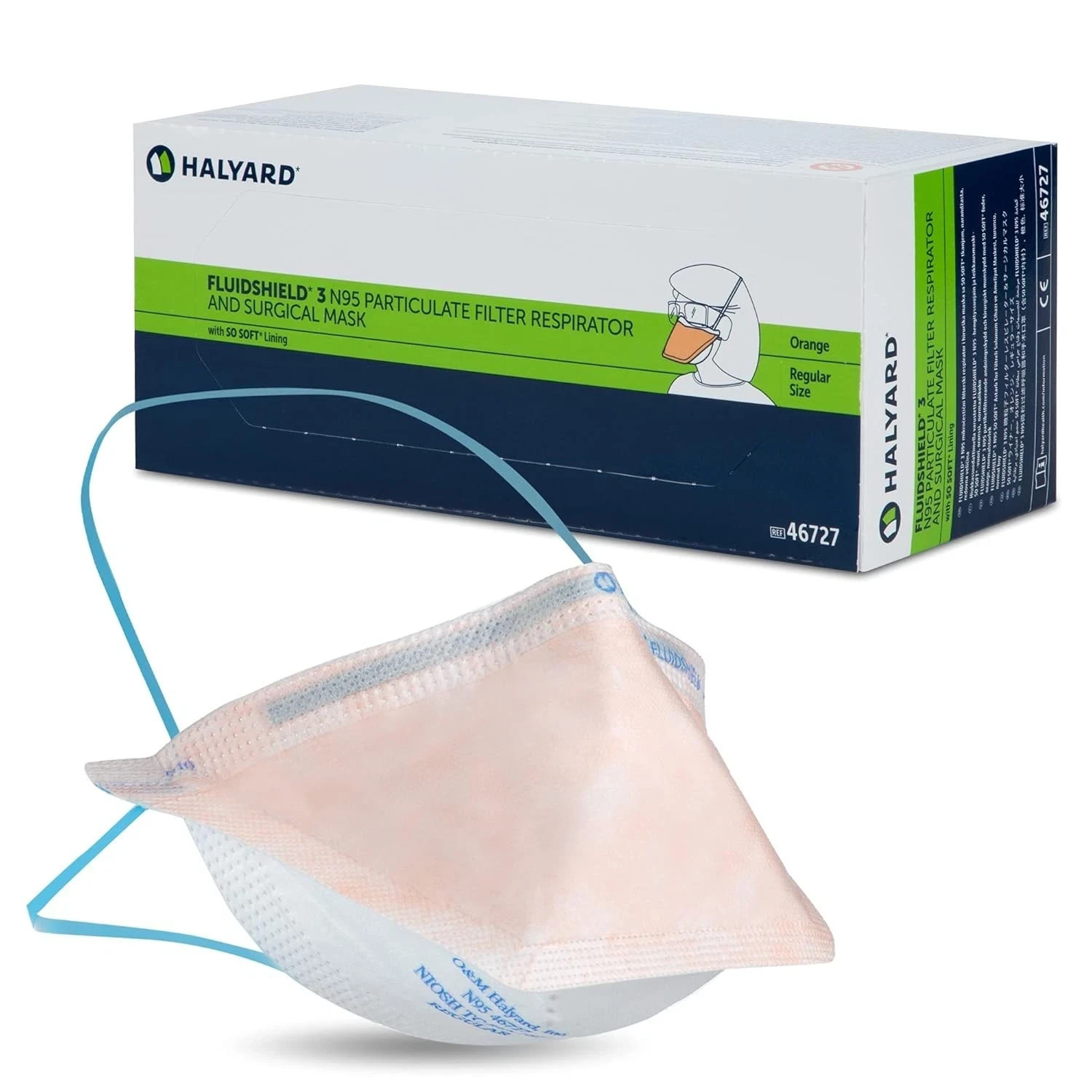 Fluidshield 3 N95 Surgical Mask Halyard 46727 Regular Size 35 Pack Made in USA