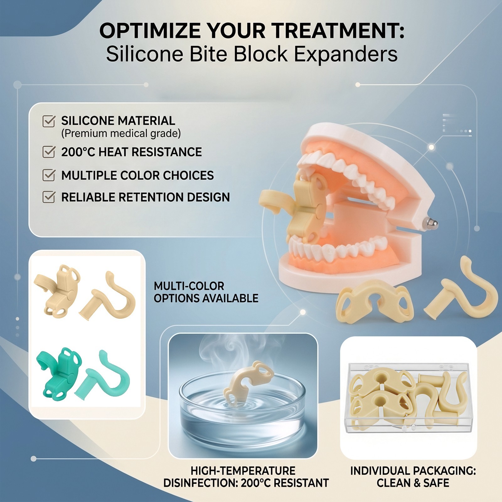 1Set Dental Mouth Prop Opener Retractor Soft Silicone Bite Blocks Occlusal Pad
