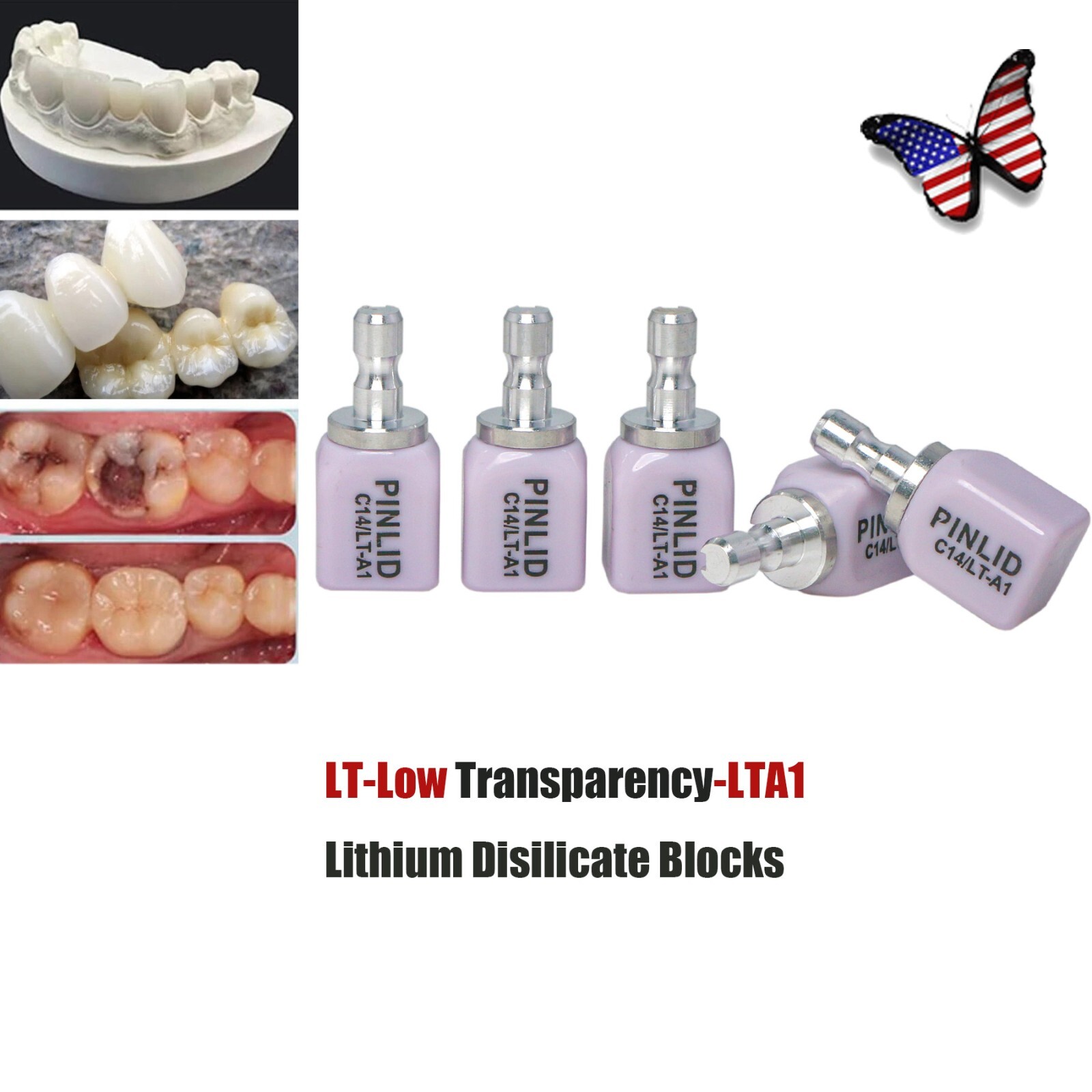 US 5pcs/Box Lithium Disilicate Blocks Dental Lab C14 LT Glass Ceramic CAD/CAM