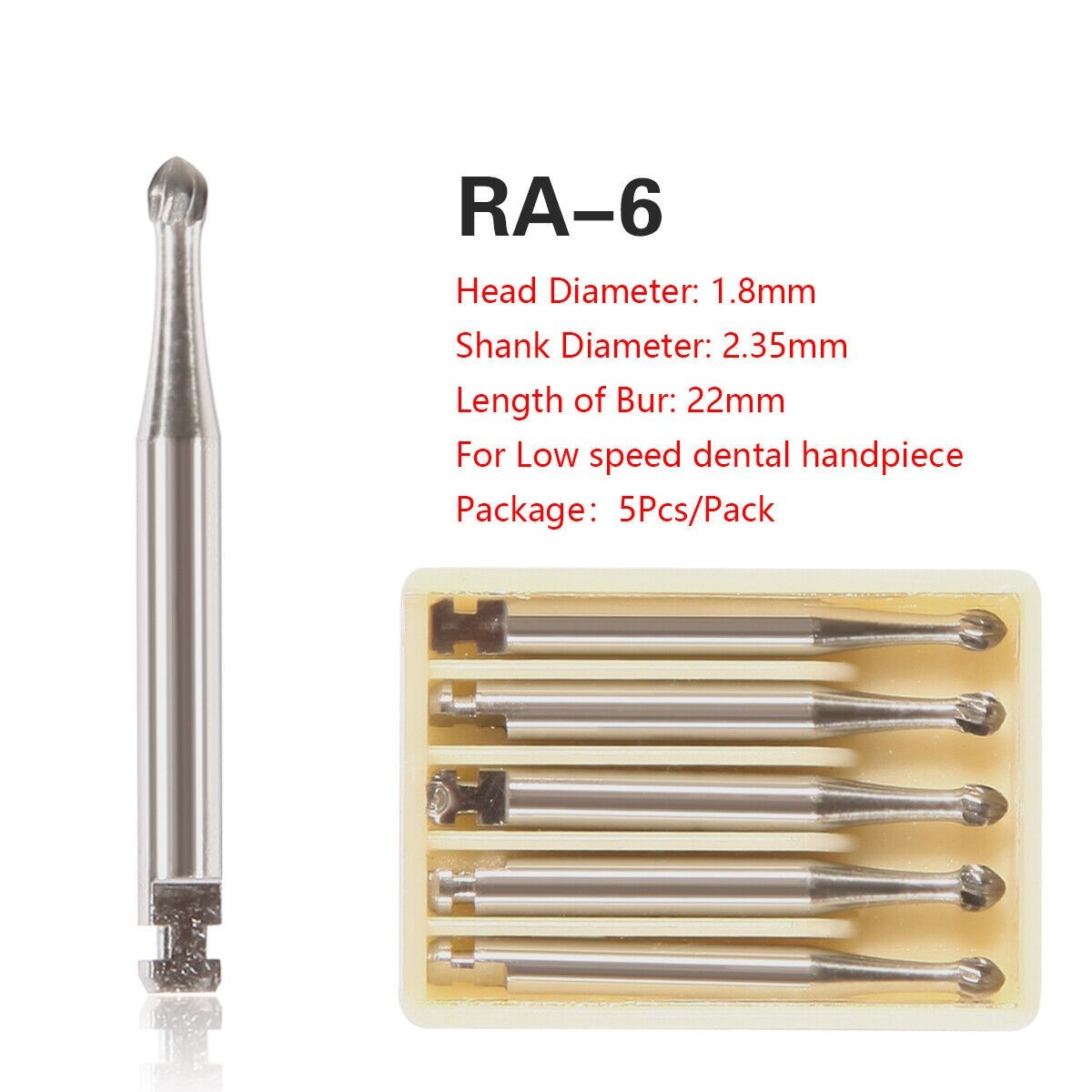 Dental Round Latch Carbide Bur RA 1 2 3 4 5 6 7 8 For Slow Speed 5Pcs/Box