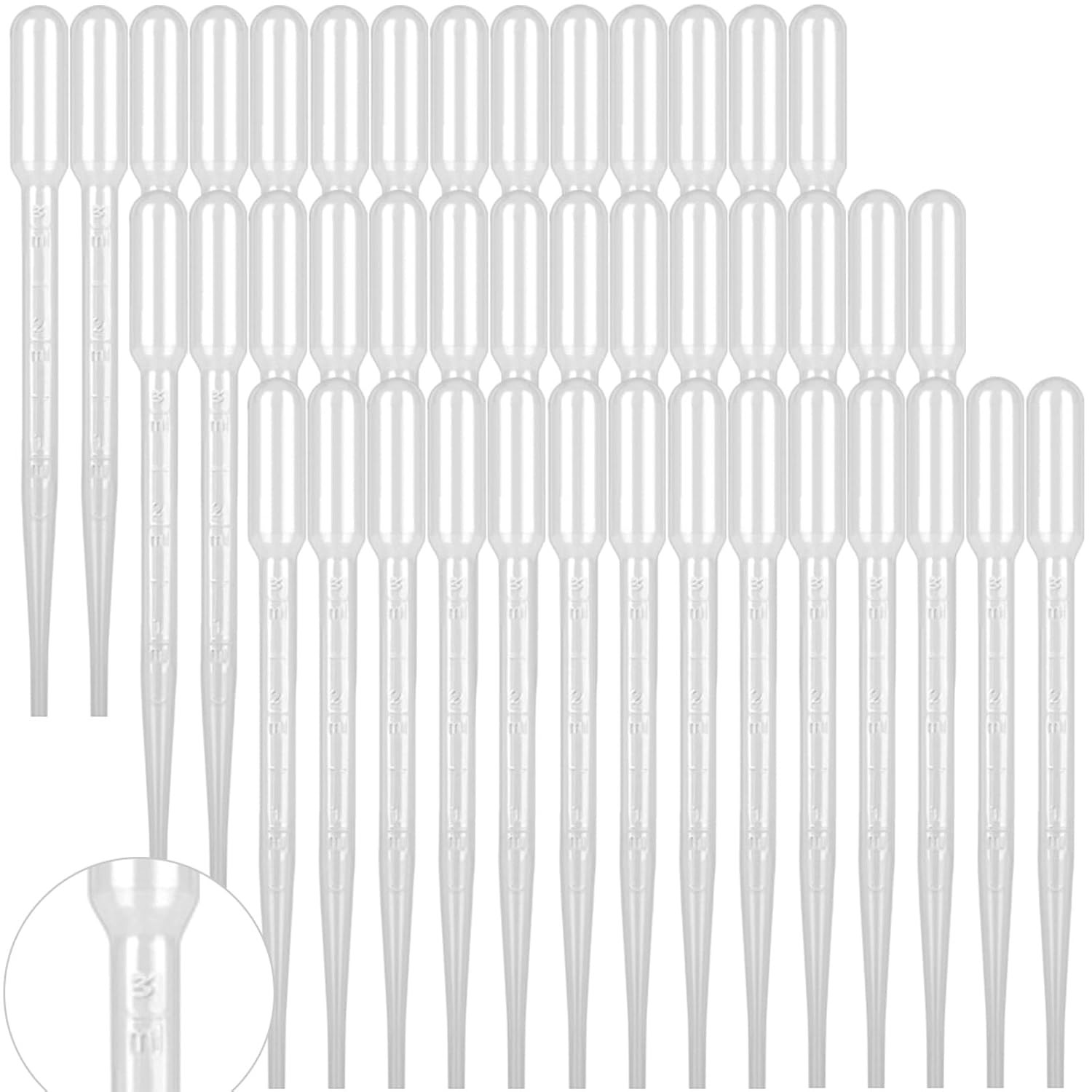 100 PCS 3ML Dropper Pipettes Essential Oil Transfer, Disposable Plastic Eye Drop