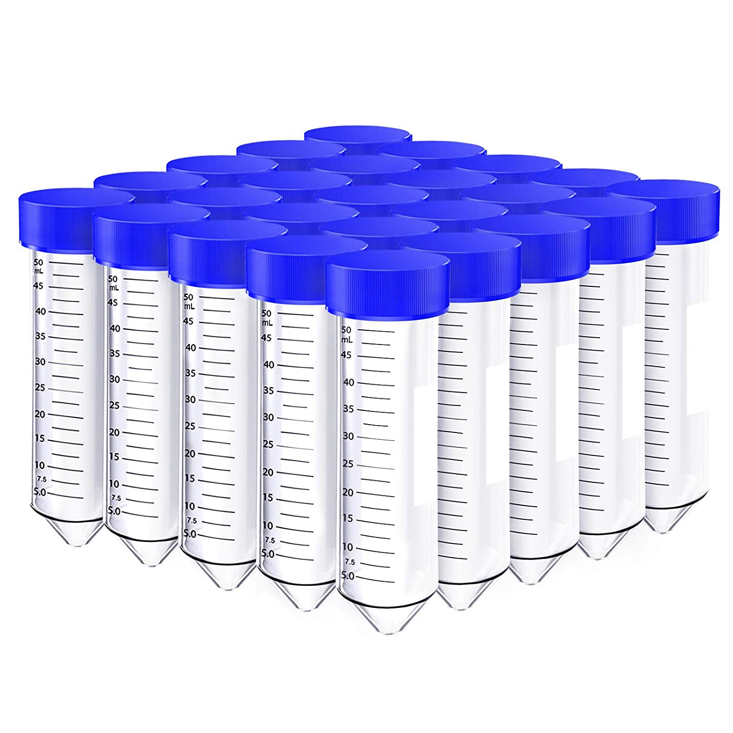 500PCS 50ml Plastic Centrifuge Tube Flat Top Screw Cap Gamma Sterile Graduated
