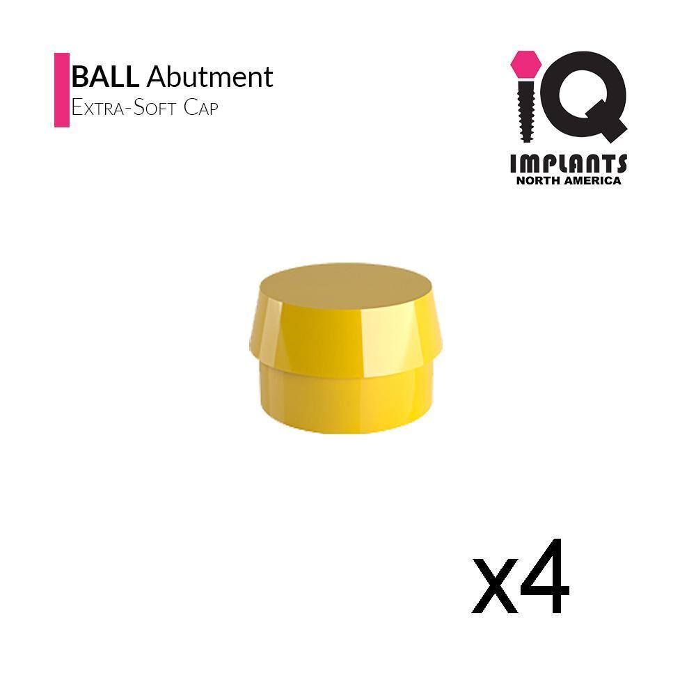 IQ USA Ball Attachment Retentive Caps Xtra-Soft, Yellow 1.1lbs / 500gr (4 pack)