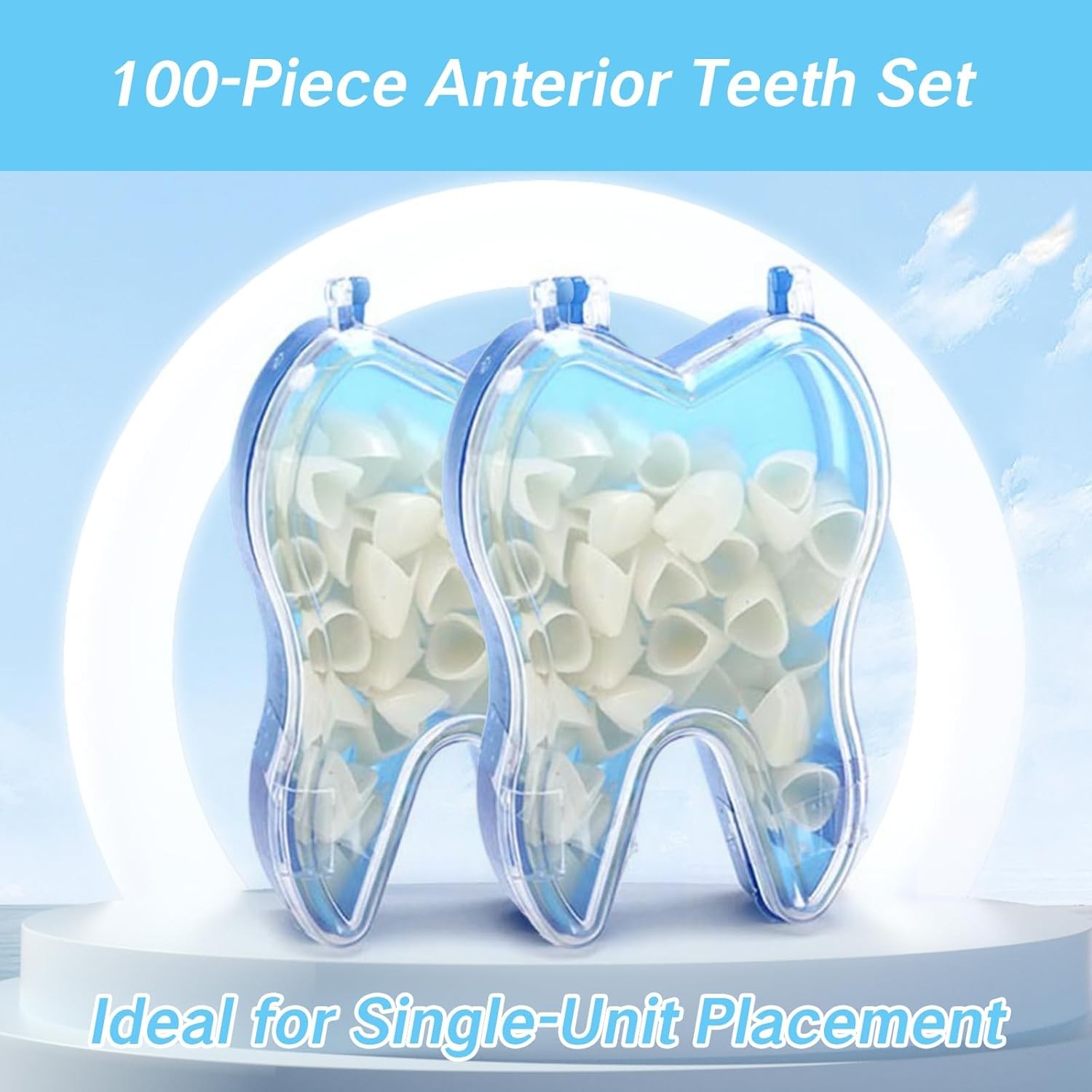100 Pcs Tooth Caps for Broken Mixed Sizes Dental Temporary Crown Kit…