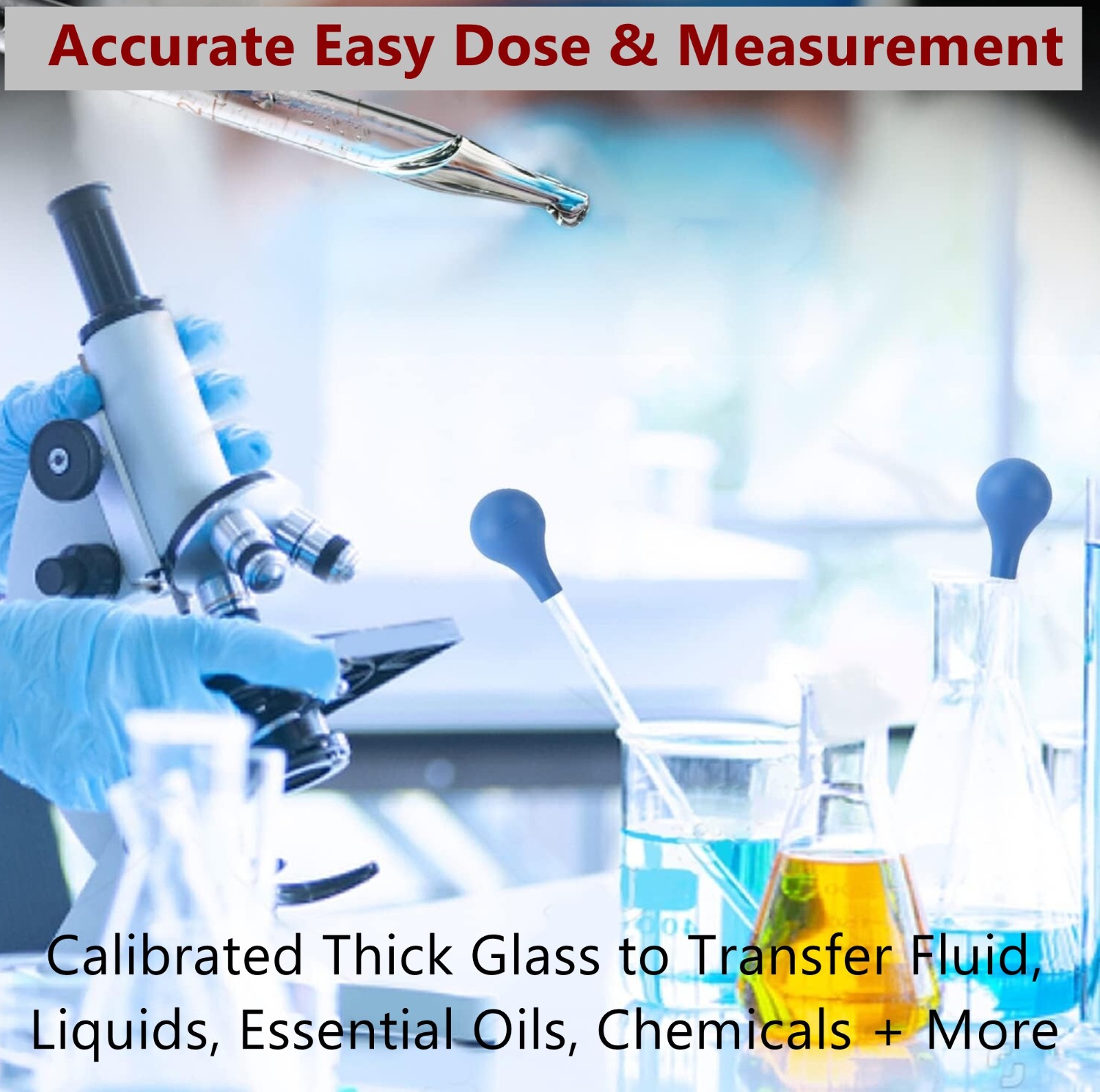 5 Graduated Medicine Glass Droppers 1ml, 2ml, 3ml, 5ml, 10ml Transfer Pipette 8″
