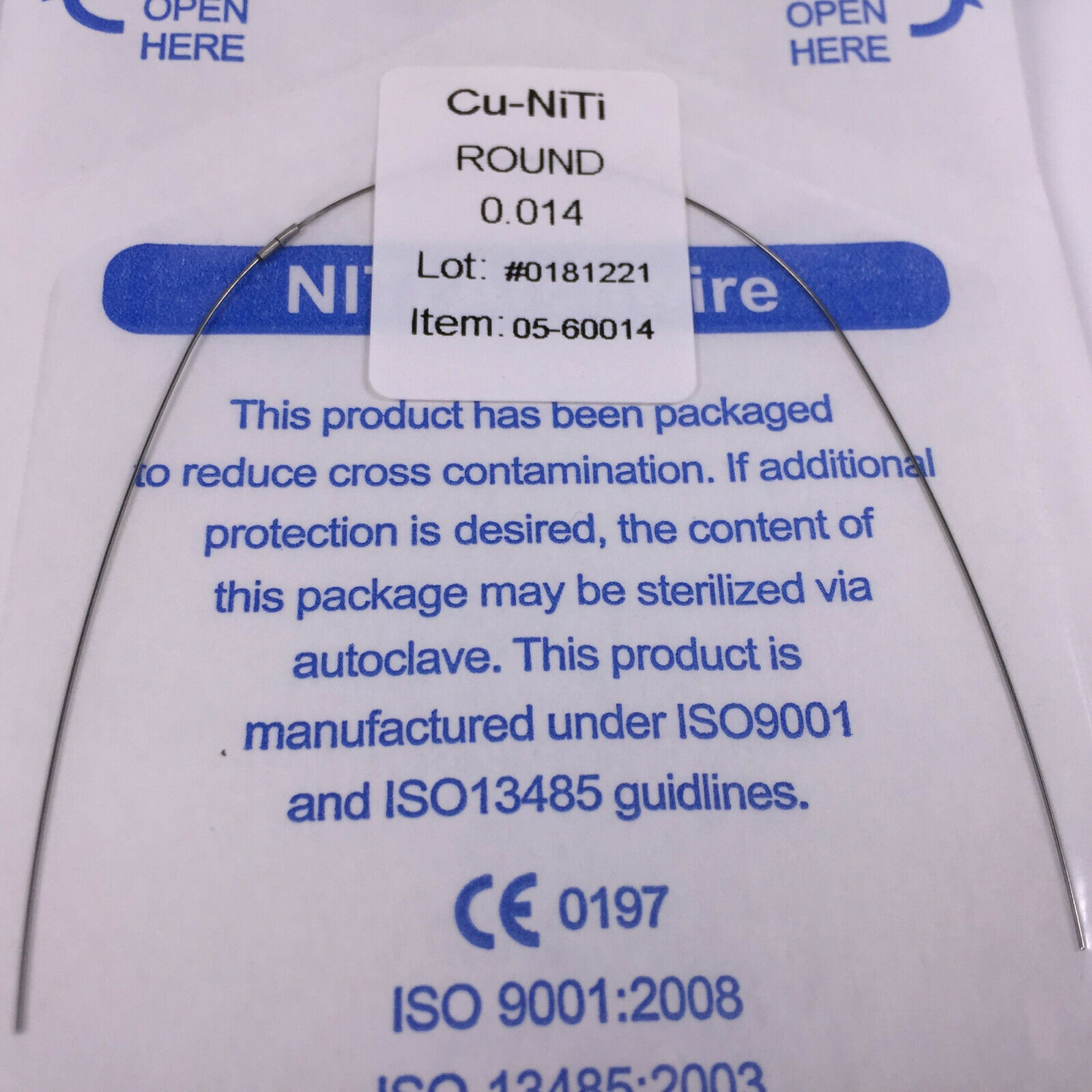 Dental Copper Cu-Niti Round Arch Wires & Stops DAMON Type Ortho 013/014/016/018