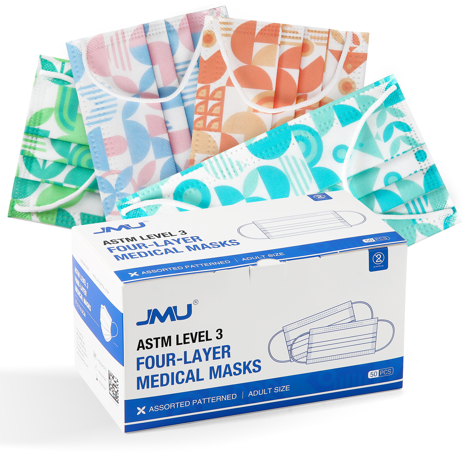 50pcs/box ASTM Medical Respirator Masks Level 3 Four-Layer Adult Size 17.5×9.5cm