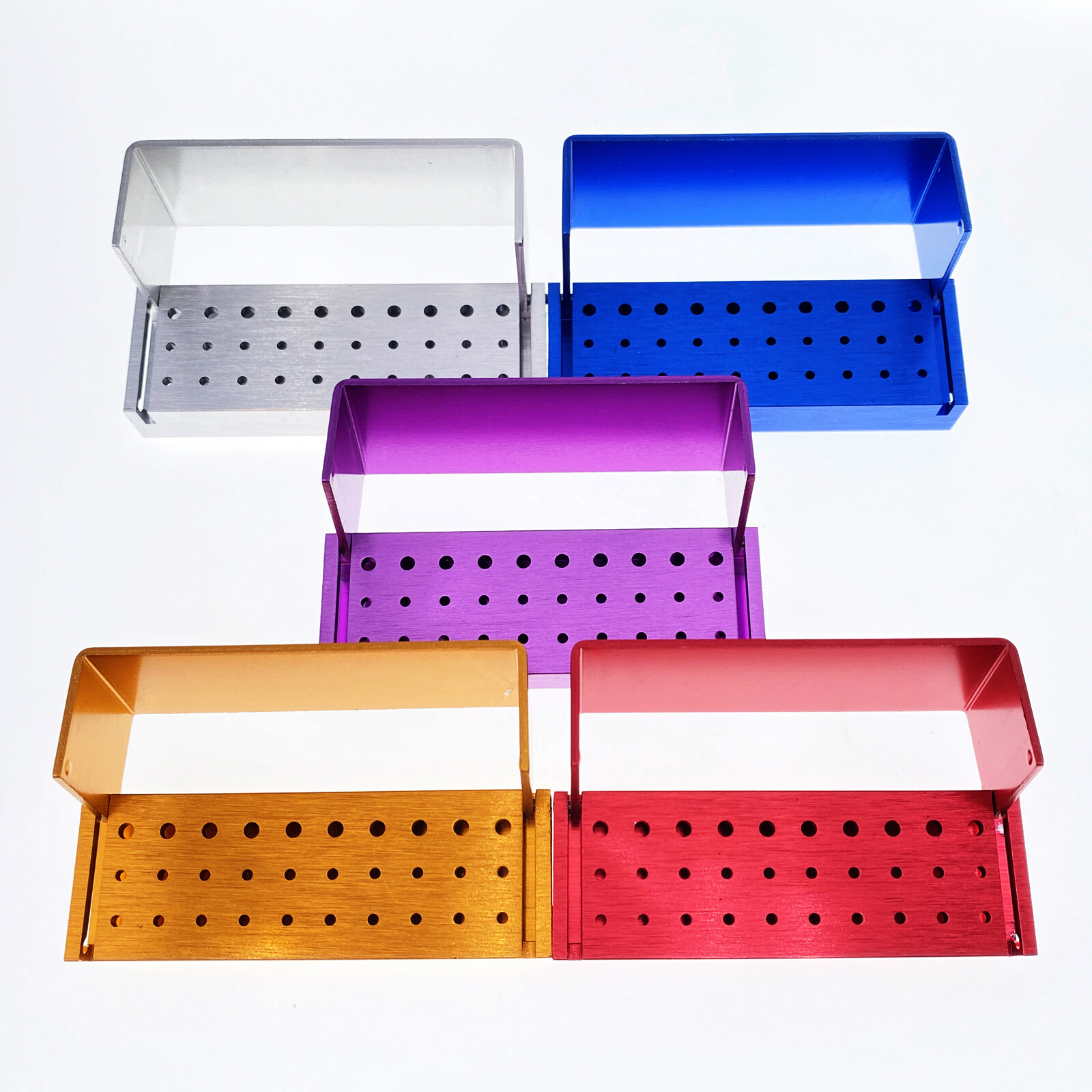 Dental Bur Burs Holder Block Disinfection Box Aluminium Autoclave 30 Holes