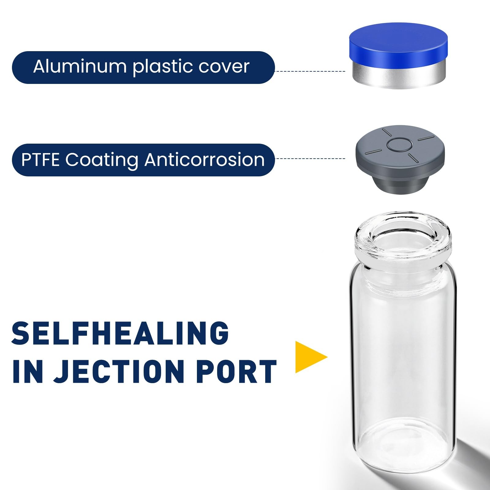 10ml Sterile Vials with Self Healing Injection Port and Sealing Cap, 10ML-20P