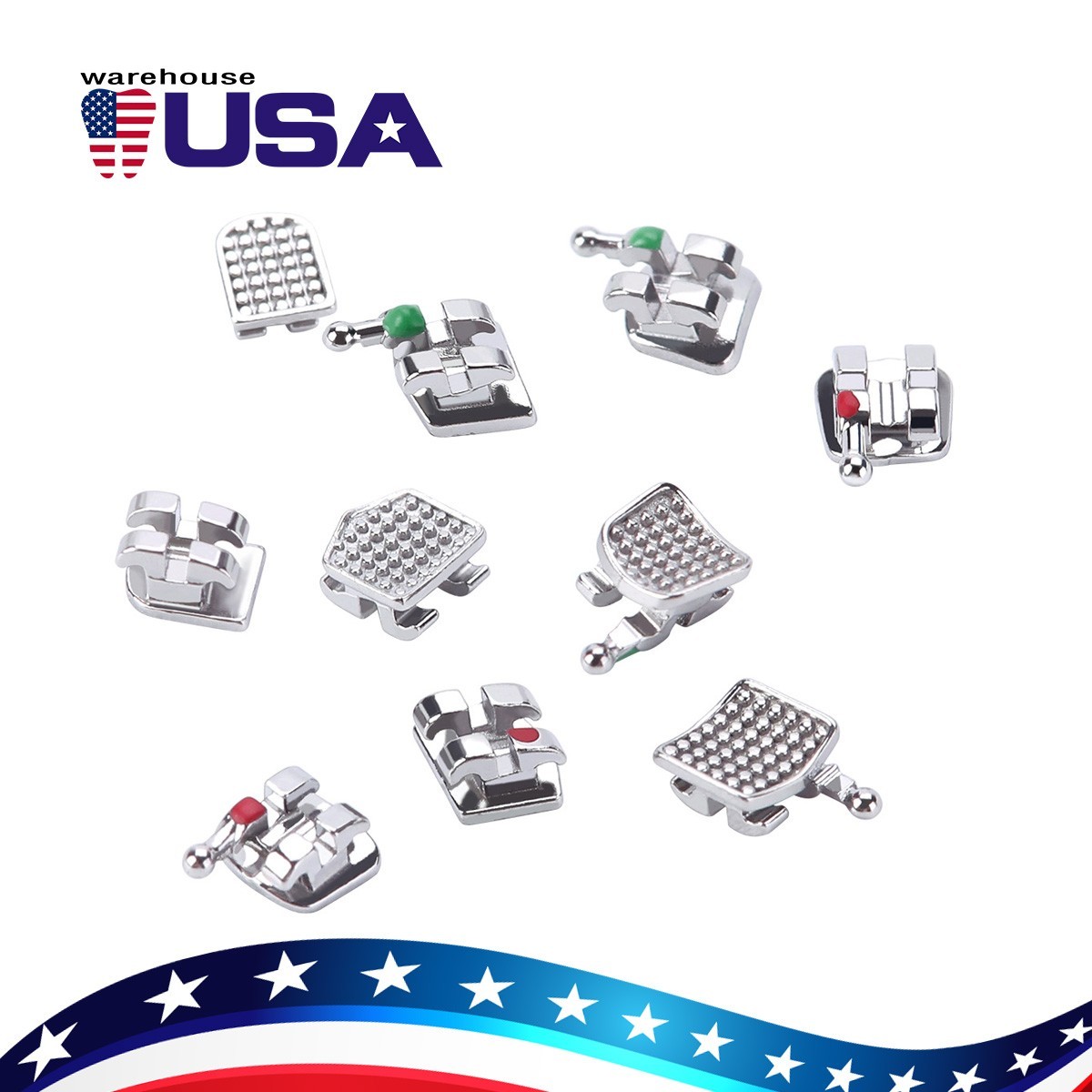 Dental Orthodontic Metal Brackets Braces Mini Roth MBT 022/018 Hooks 345