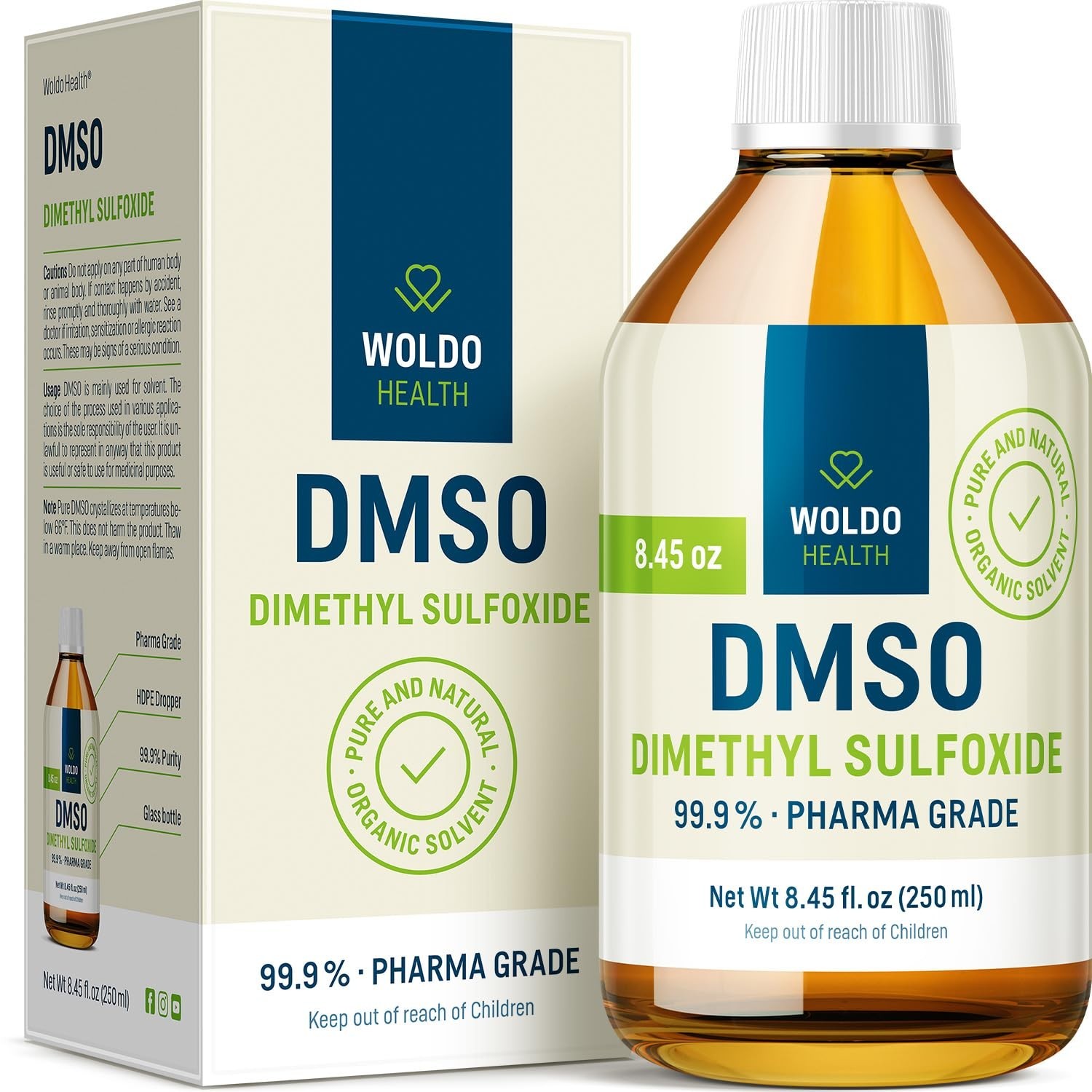WoldoHealth DMSO (Dimethyl Sulfoxide) 99.9% – Pharmaceutical Grade 8.45oz Gla…