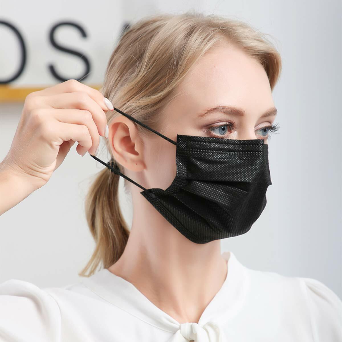 100/50/10 Pcs Black Face Mask Mouth Nose Cover Protector Respirator Filter Masks
