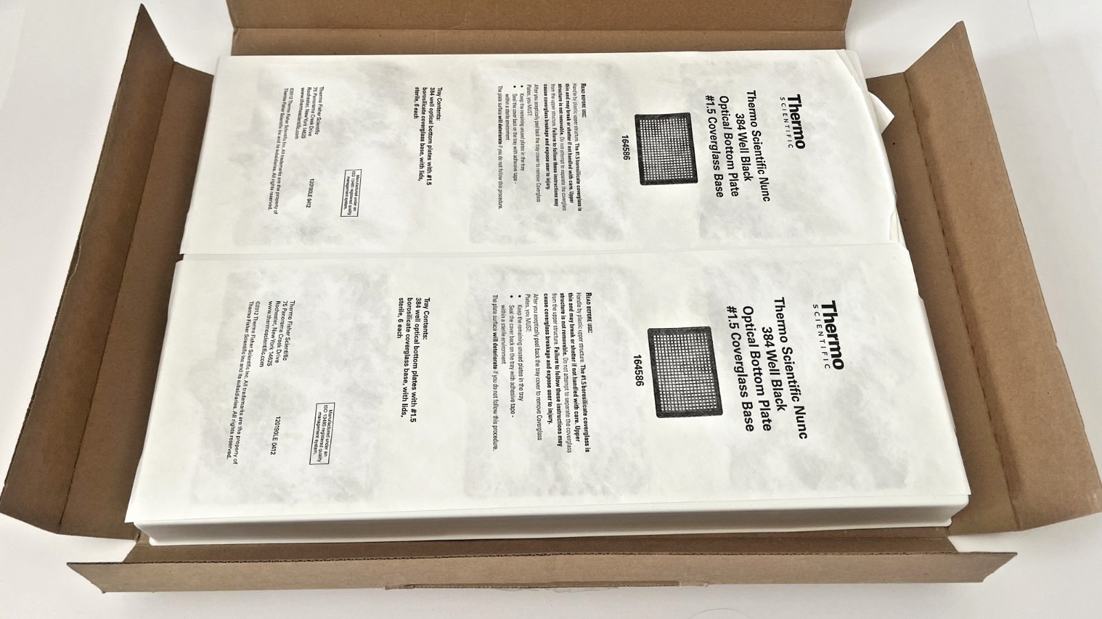 Thermo Scientific Nunc 164586 384 Well Glass Bottom Black Plate 120ul 6/PK New
