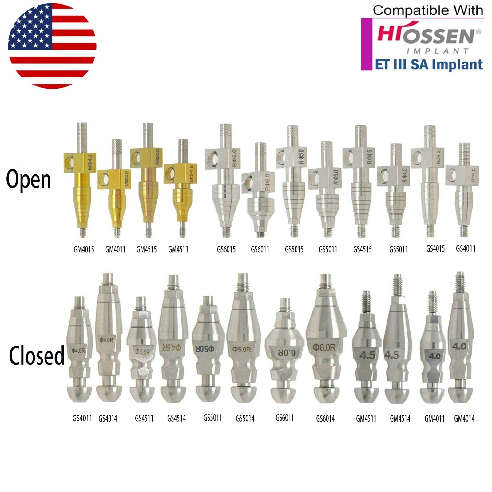 Dental Lab Analog Transfer Impression Coping Open Closed Tray Fit Hiossen Osstem