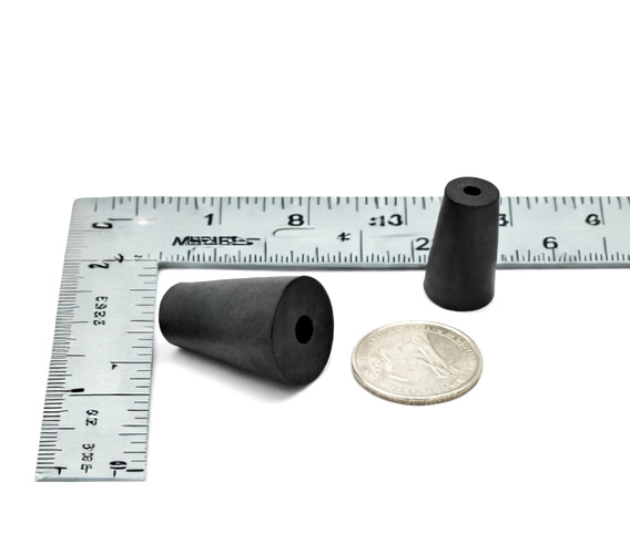 #00 Solid Rubber Stoppers Lab Tapered Plug Cork 1 Hole Fits 13/32″ to 19/32″ ID