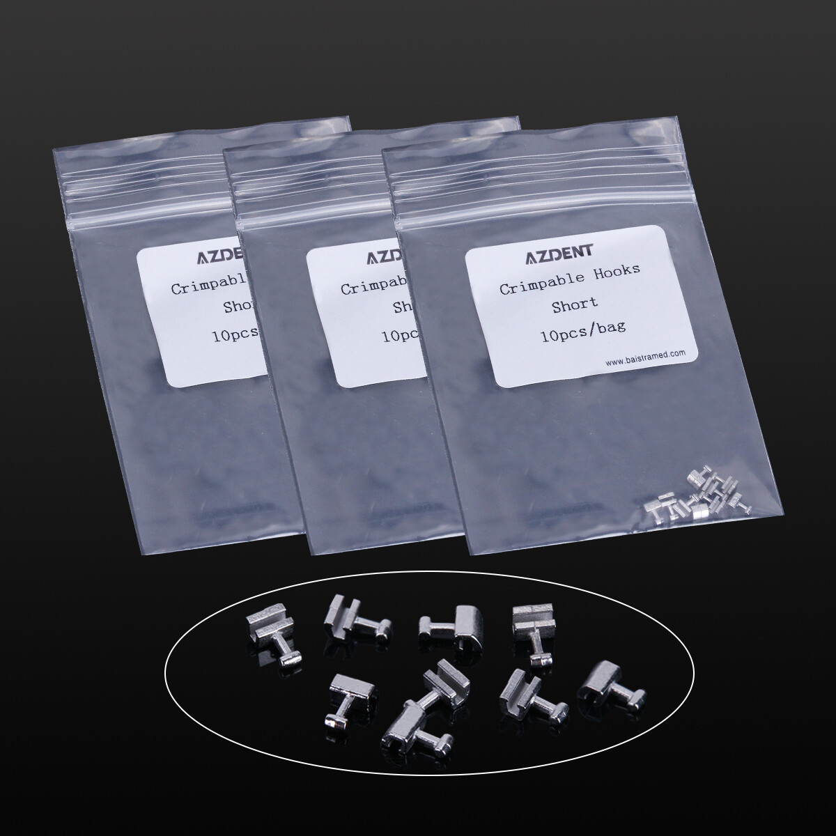 10PCS/Pack AZDENT Dental Orthodontic Short Type Crimpable Hook for Arch Wire