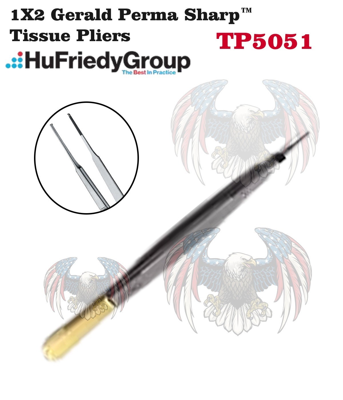 6 Pcs HU FRIEDY 1X2 Gerald Perma Sharp™ Tissue Pliers TP5051